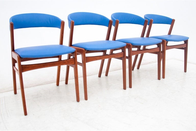 Scandinavian Modern Set of Four Teak Danish Dining Chairs, 1960s For Sale