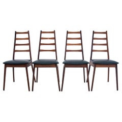 Vintage Set of Four Teak Danish Midcentury Chairs, New Upholstery