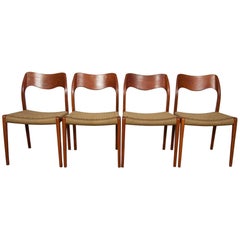 Set of Four Teak Danish Niels Møller 71 Chairs for J.L. Møllers