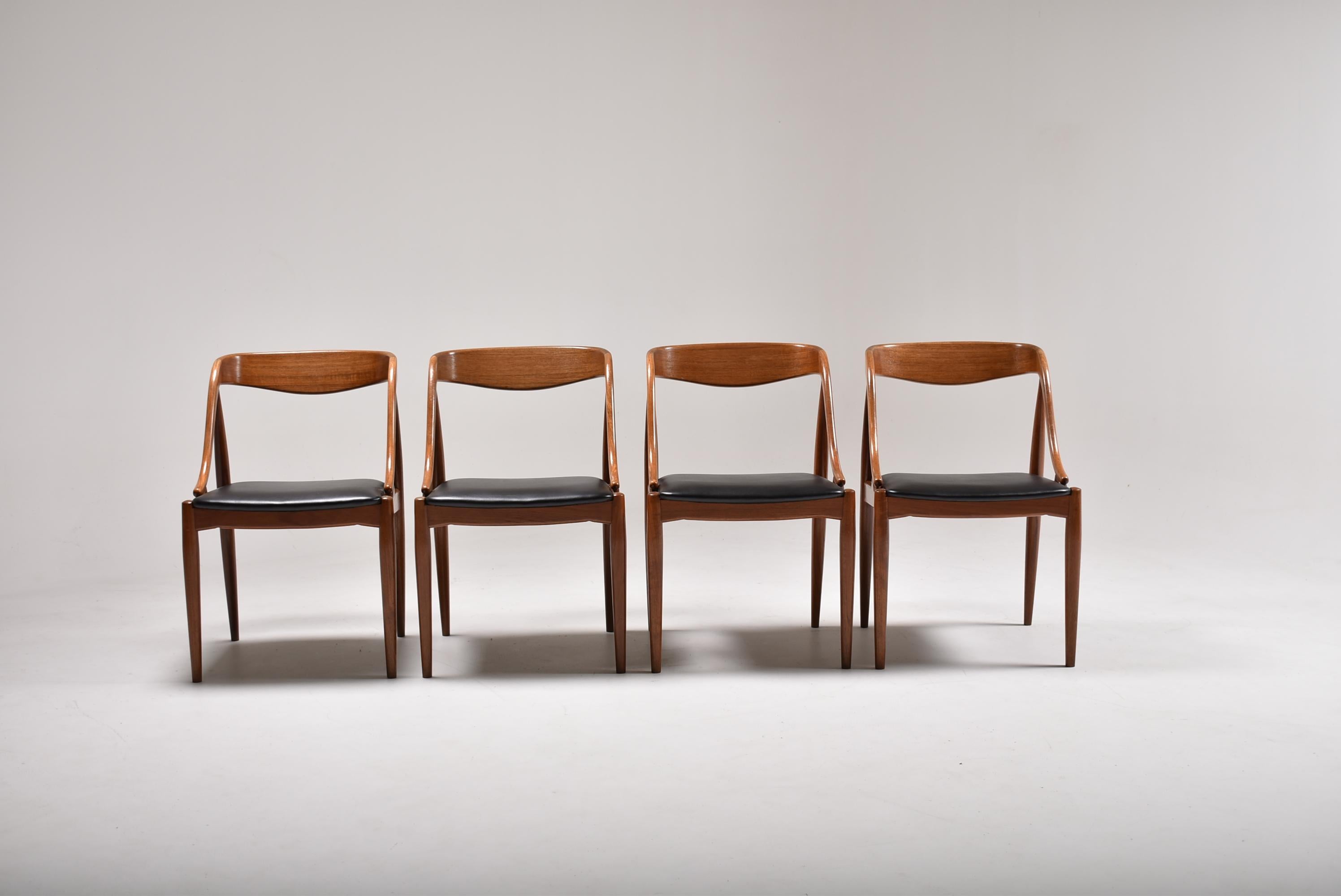 Danish Set of Four Teak Dining Chairs by Johannes Andersen for Uldum, Denmark, 1960
