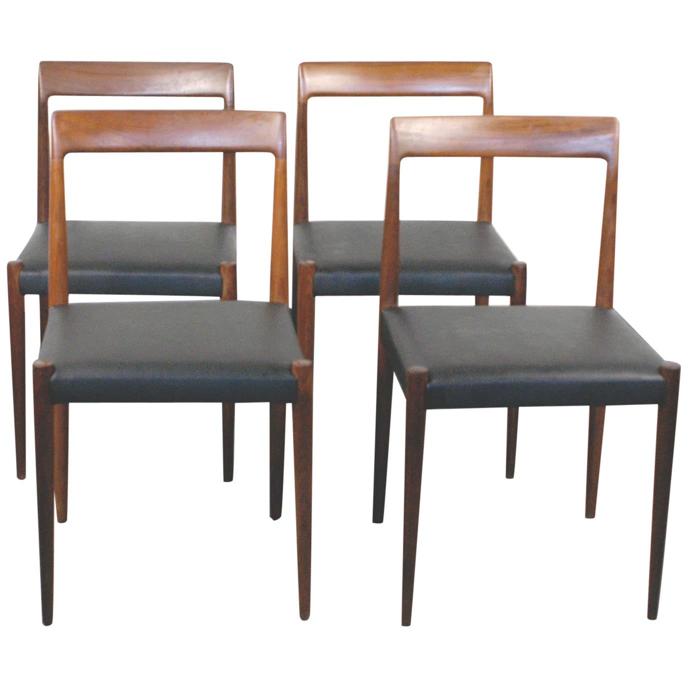 Set of Four Teak Dining Chairs by Lübke, Germany, 1960s