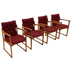 Set of Four Teak Dining Chairs by Vamdrup Stolefabrik, Denmark, All Armchairs