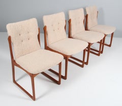 Set of Four Teak Dining Chairs by Vamdrup Stolefabrik, Denmark. Lambswool