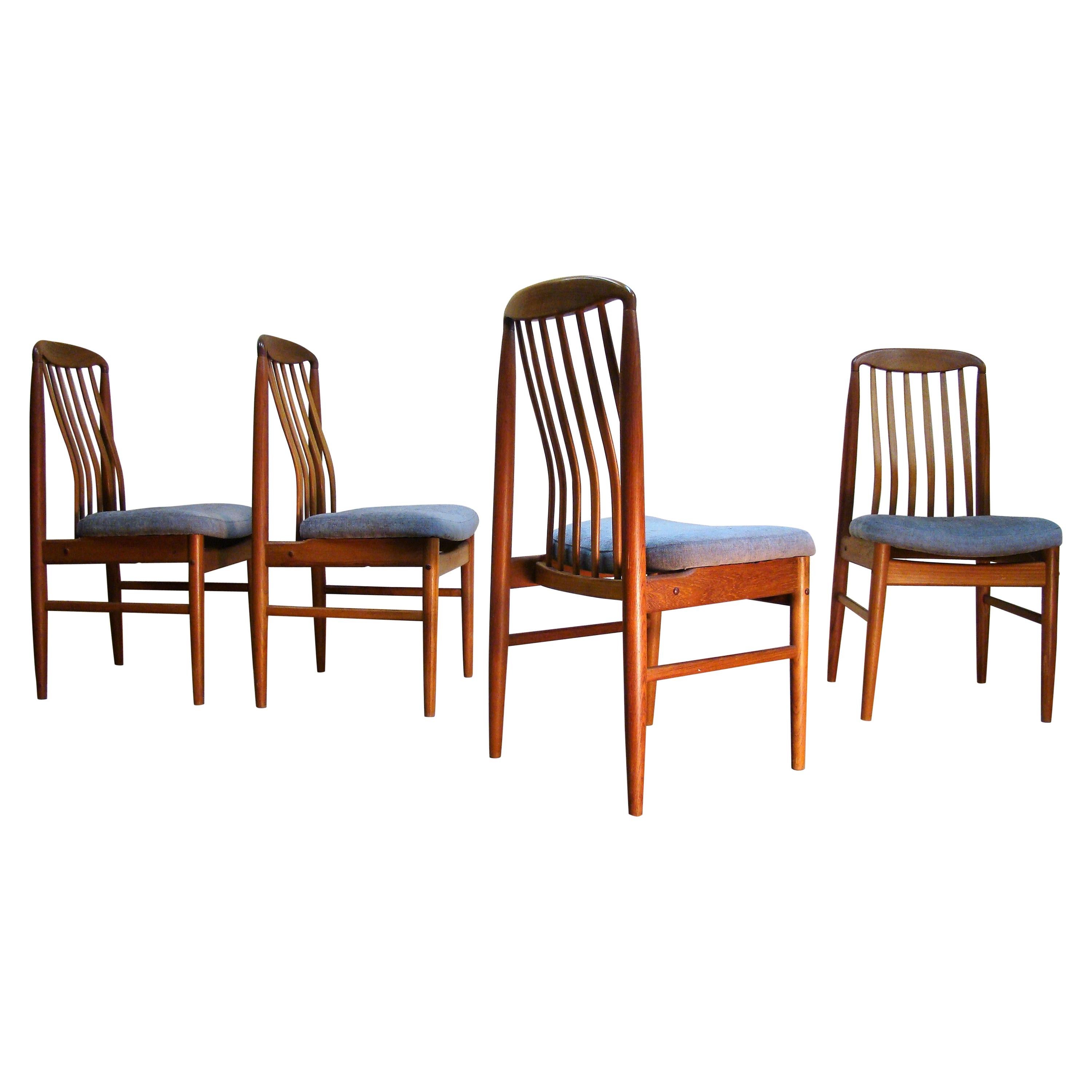 Set of Four Teak High-Back Danish Dining Chairs by Benny Linden, 1960s