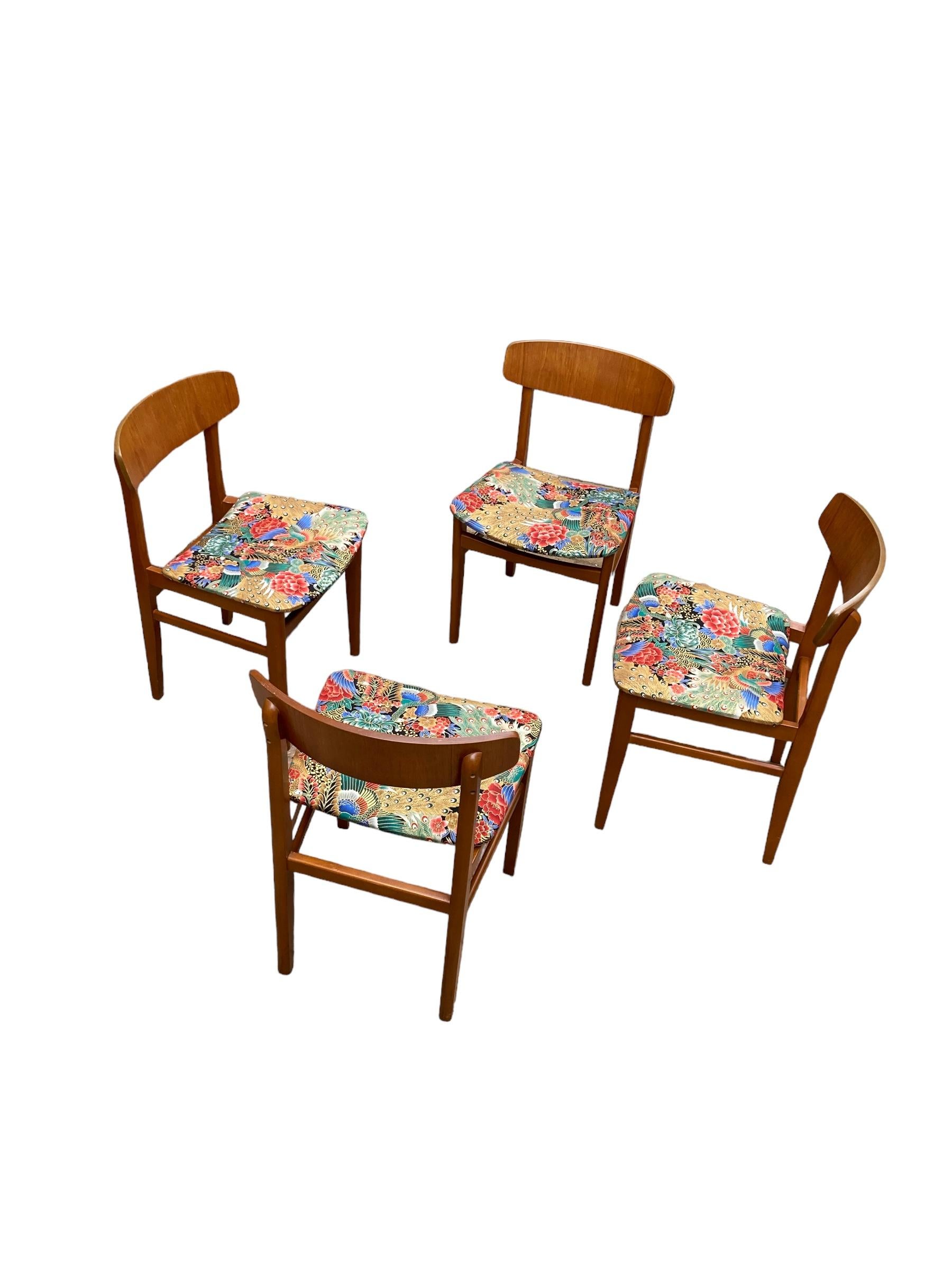 Set of Four Teak Mid Century Danish Style Dining Chairs 4