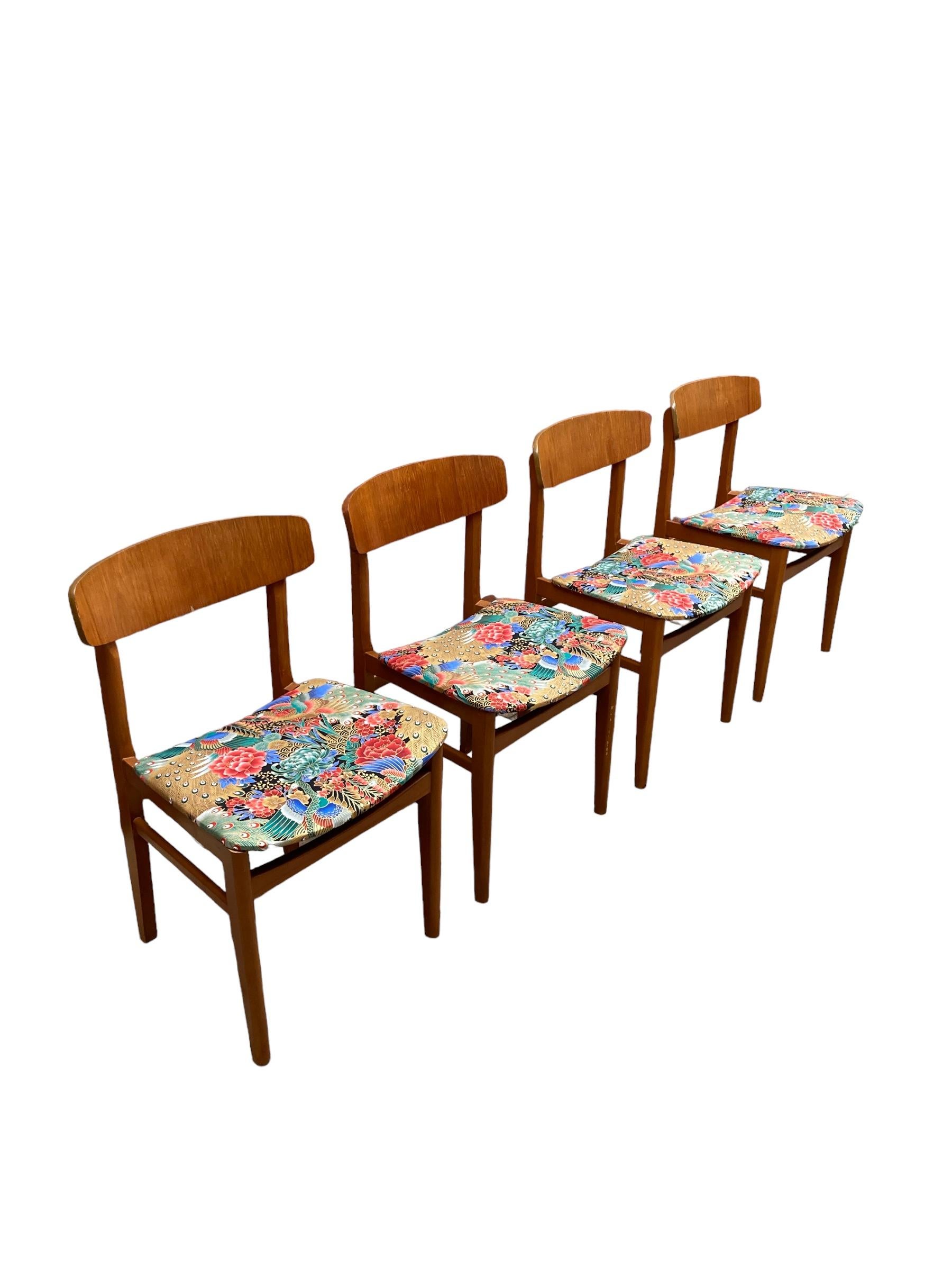 Set of Four Teak Mid Century Danish Style Dining Chairs 1