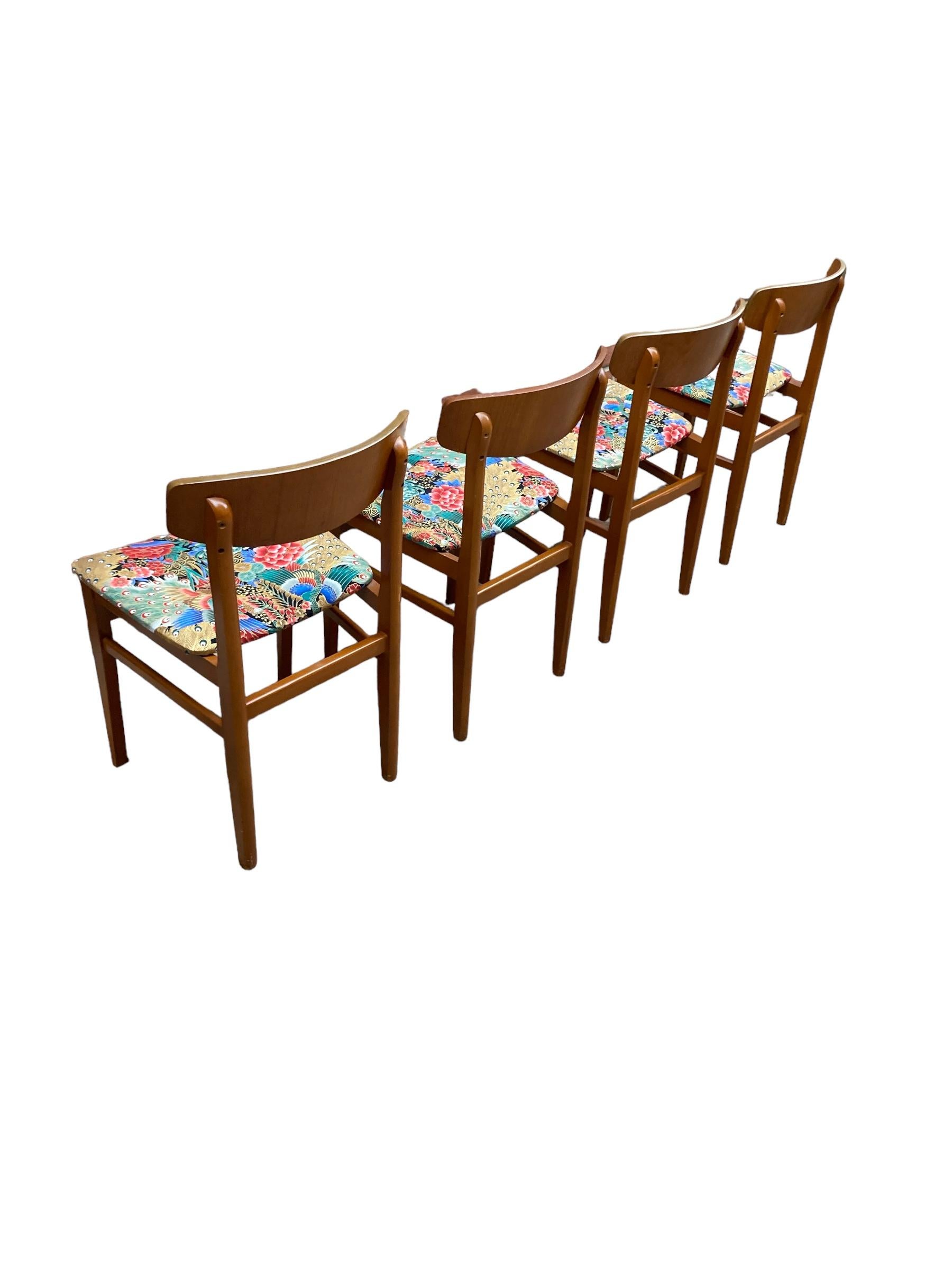 Set of Four Teak Mid Century Danish Style Dining Chairs 2