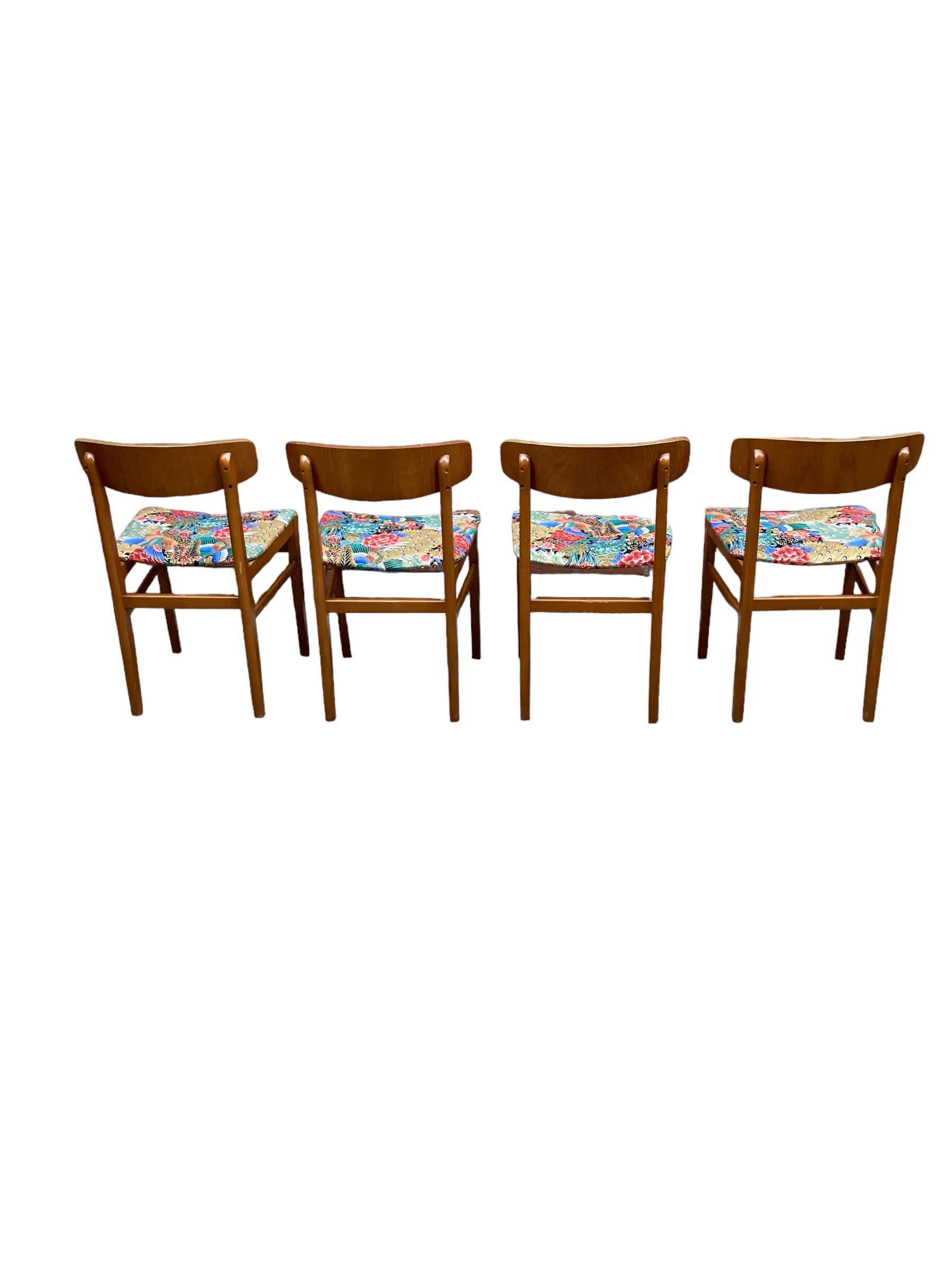 Set of Four Teak Mid Century Danish Style Dining Chairs 3