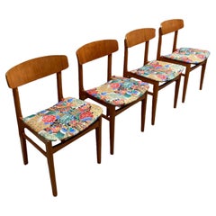 Retro Set of Four Teak Mid Century Danish Style Dining Chairs