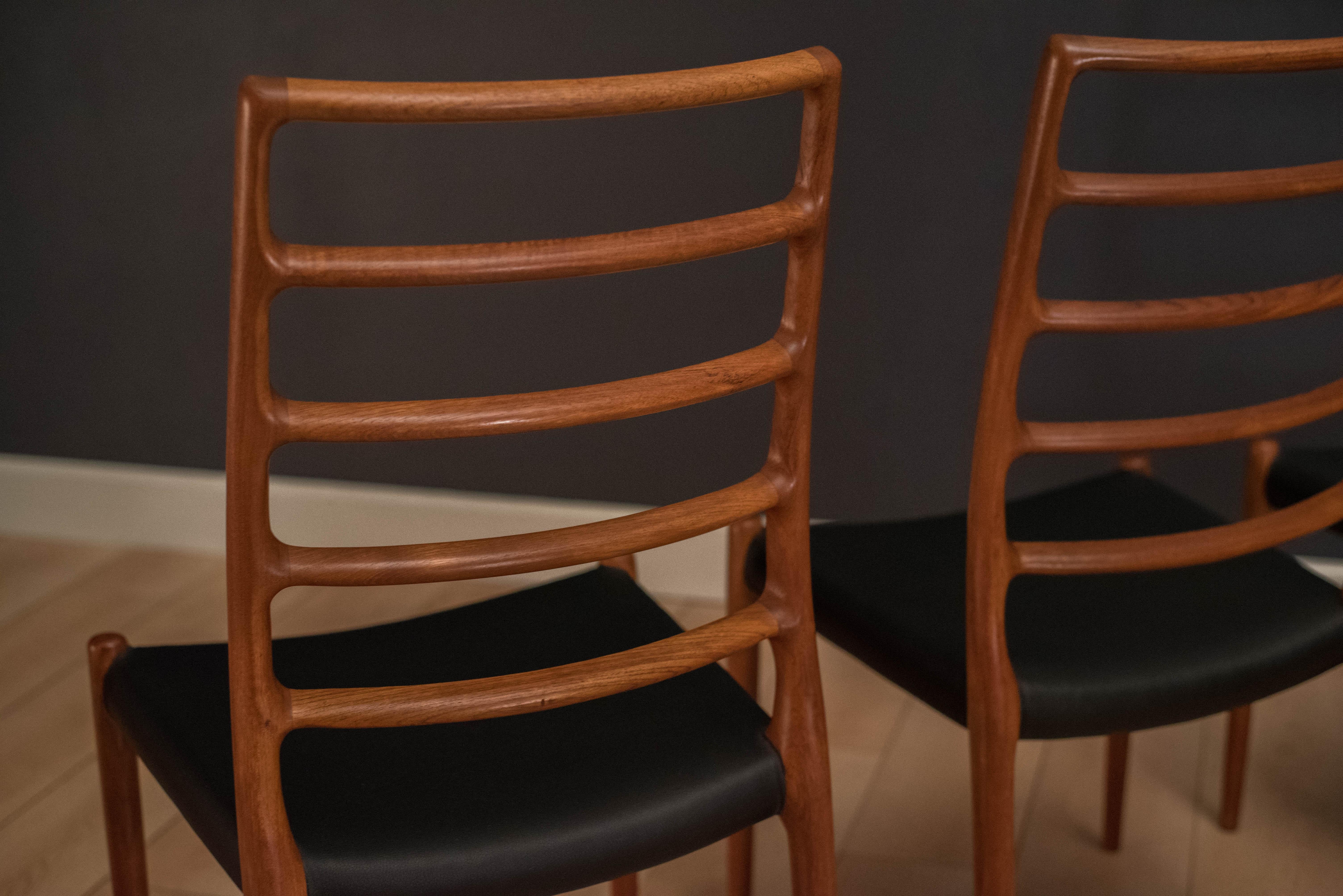 Mid-20th Century Set of Four Teak Møller No. 82 Dining Chairs