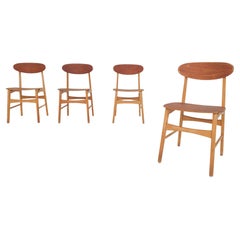 Vintage Set of four teak plywood chairs, The Netherlands 1950's