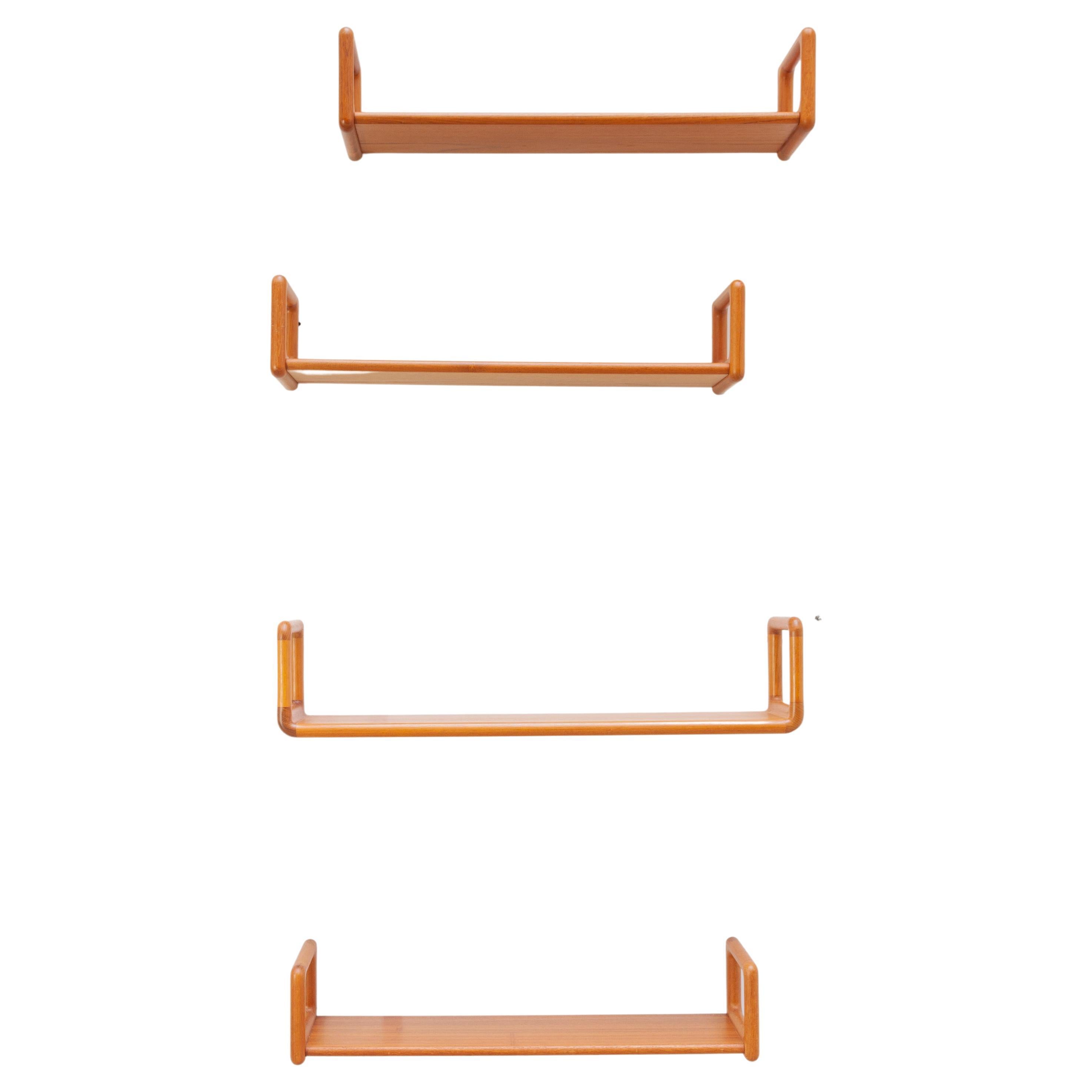 Scandinavian Modern Set of Four Teak Shelfs by Kai Kristiansen for Aksel Kjersgaard, 1960s, Denmark