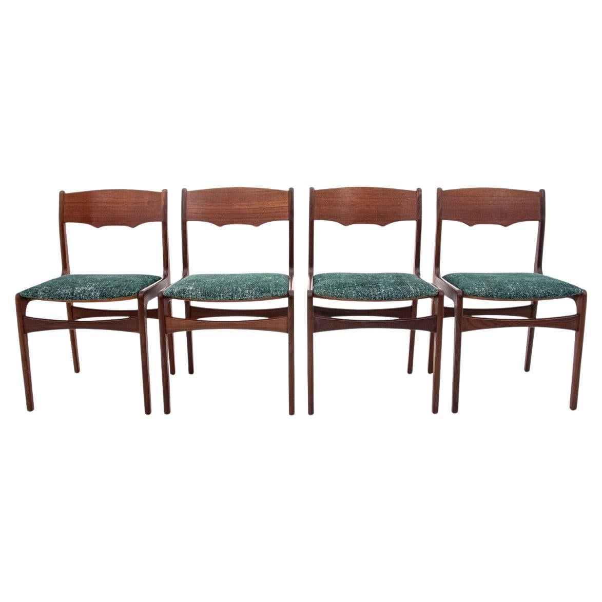 Set of Four Teak Vintage Chairs, Danish Retro Design, 1950s