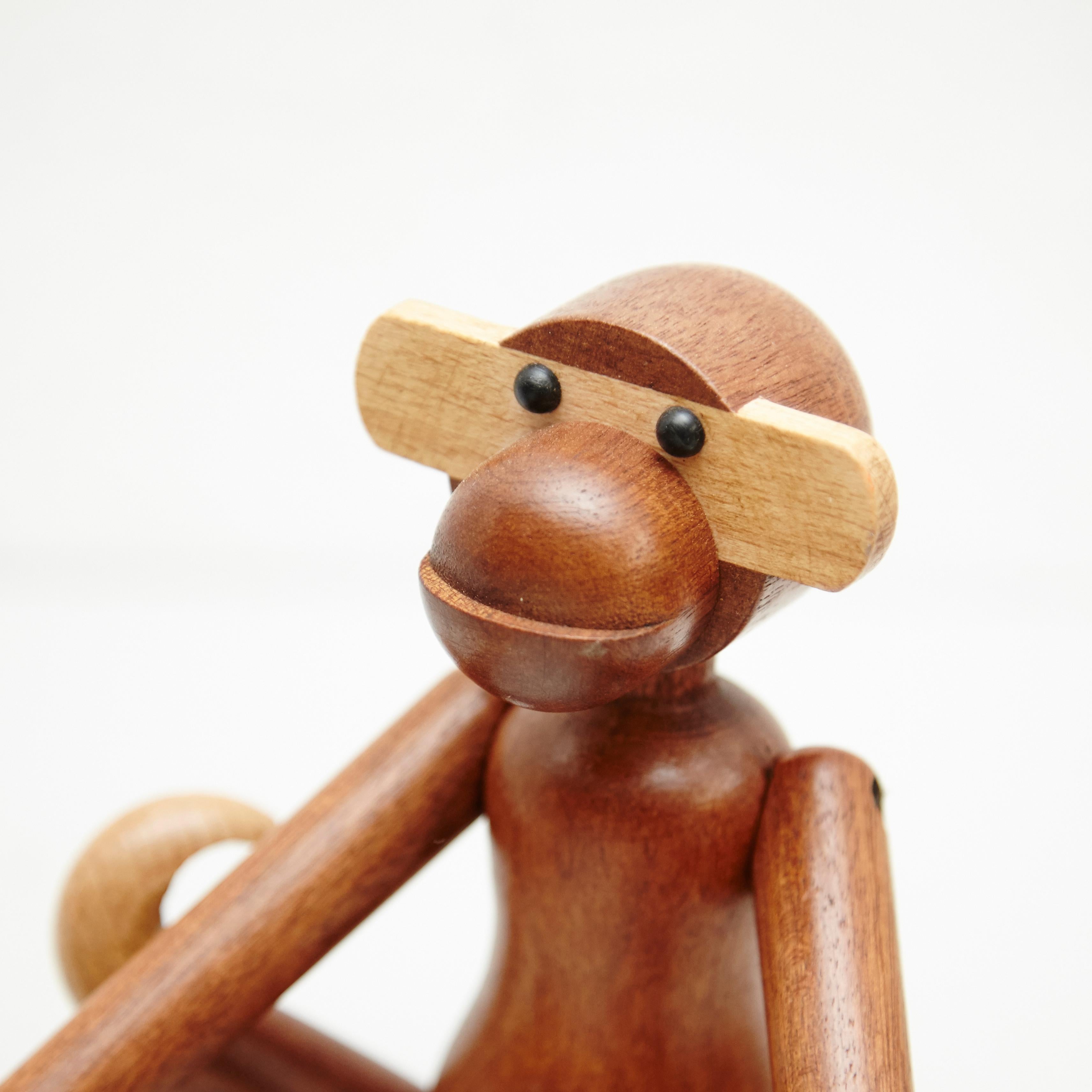 Contemporary Set of Four Teak Wood Monkey After Kay Bojensen