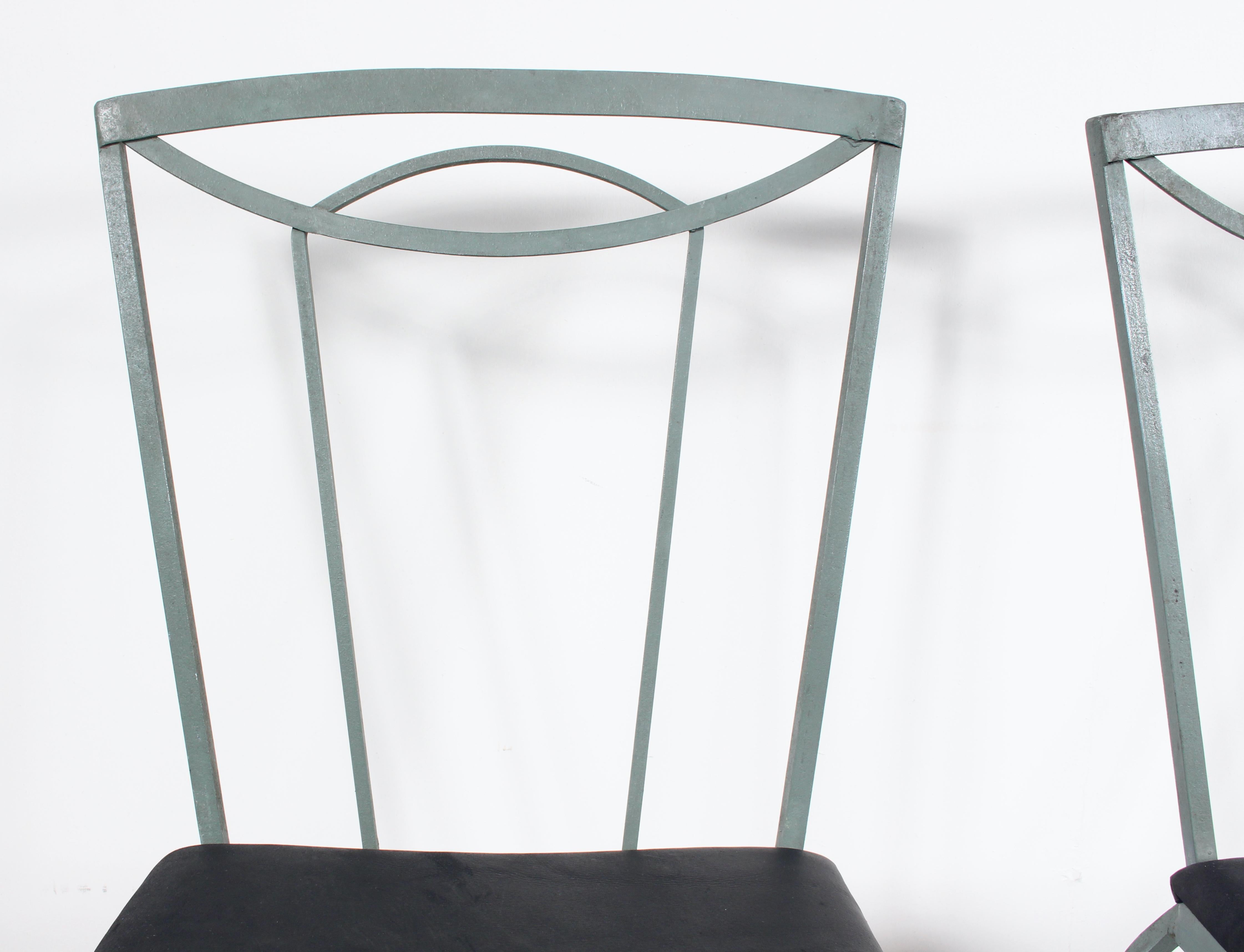 Mid-20th Century Set of Four Tempestini for Salterini Wrought Iron Dining Chairs, circa 1940 For Sale