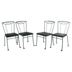 Set of Four Tempestini for Salterini Wrought Iron Dining Chairs, circa 1940