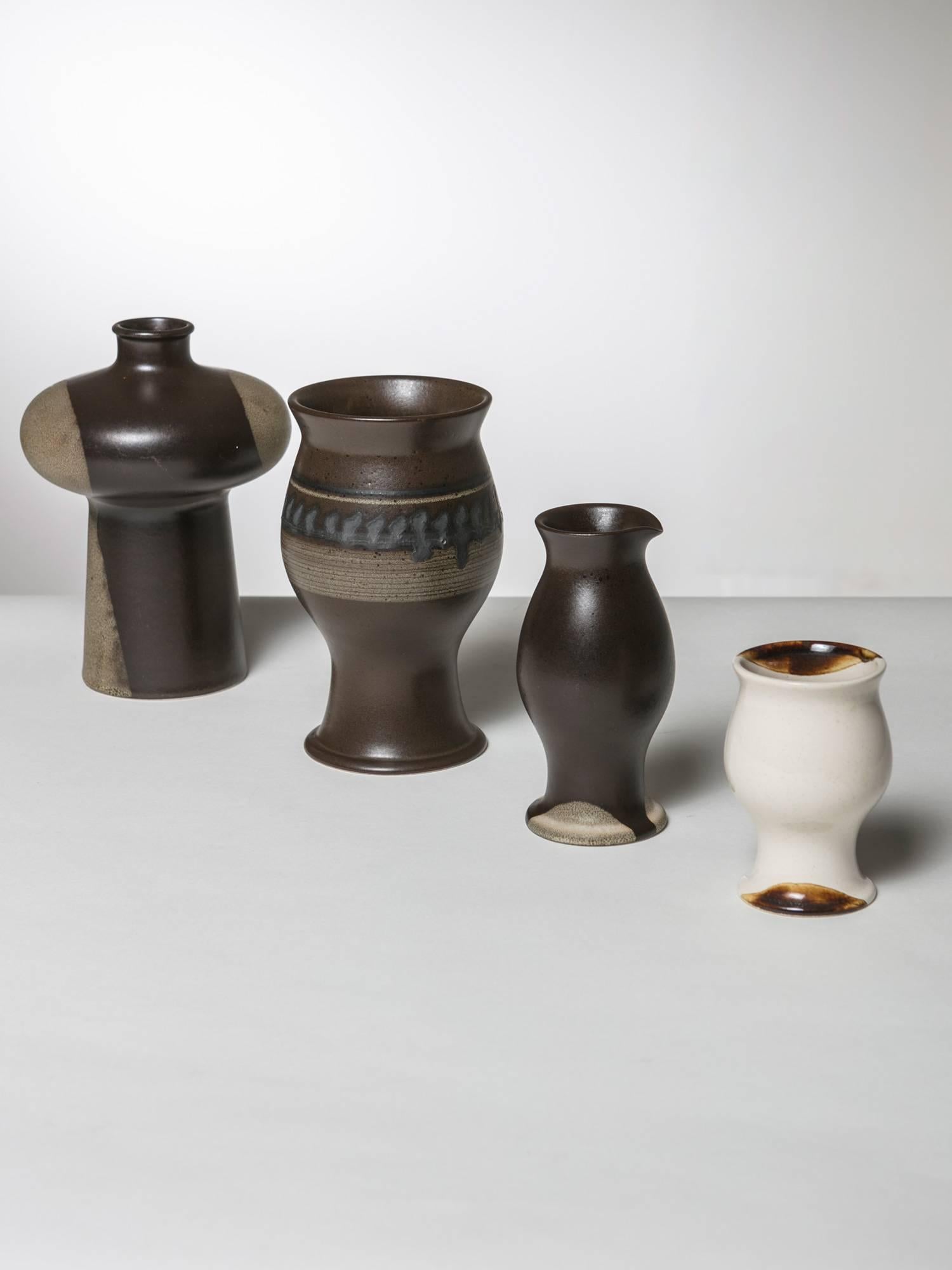 Set of four pieces from Terra collection by Ambrogio Pozzi for Ceramica Franco Pozzi.
 