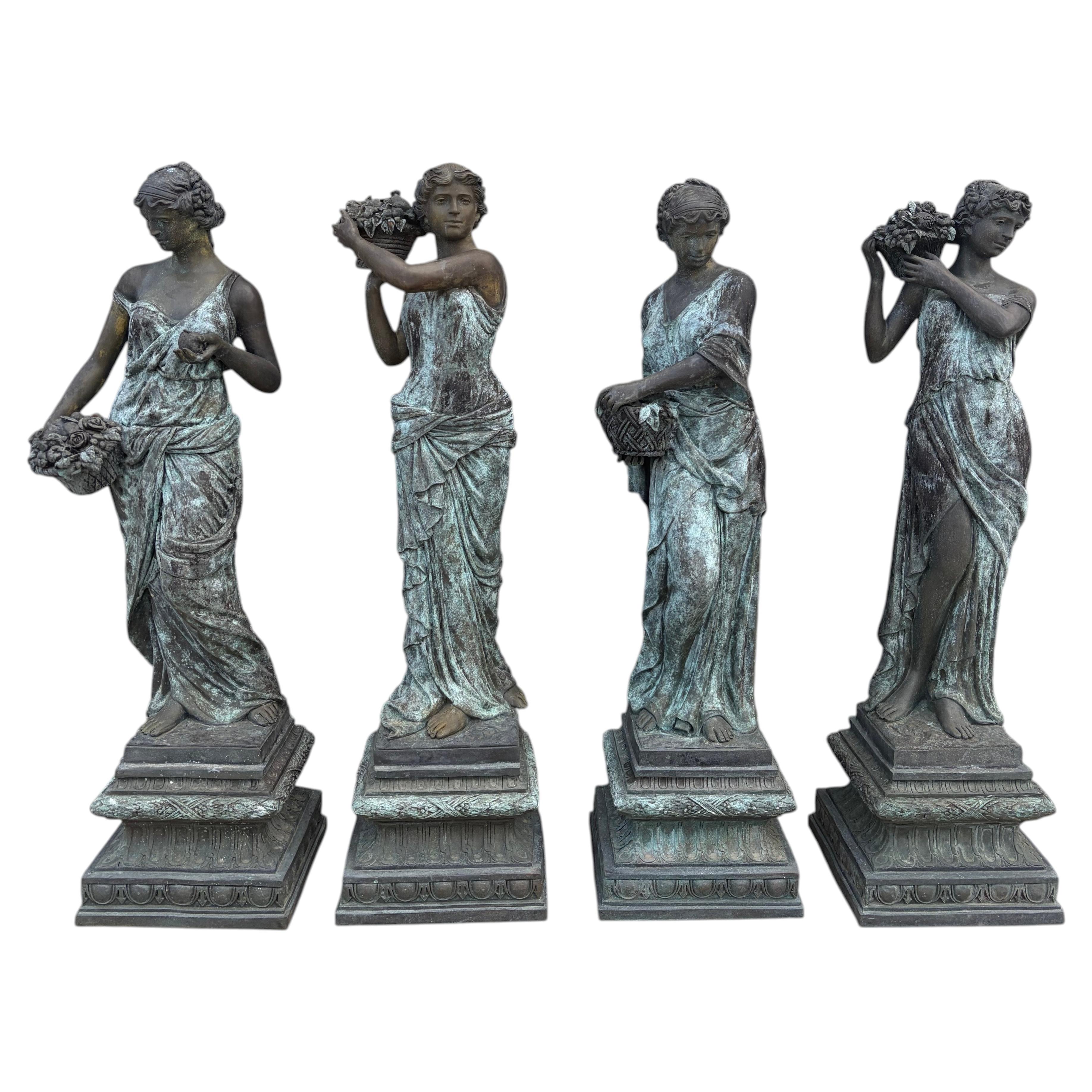 Set of Four “The Four Seasons” Monumental Bronze Garden Statues