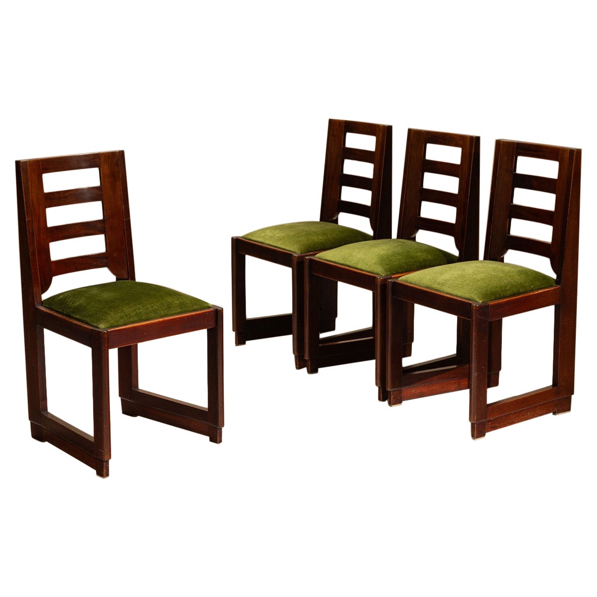 Set of Four The Hague School Dining Room Chairs in the Style of Wouda, 1930s