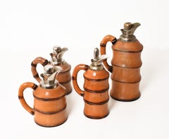 Set of Four Thermos by Aldo Tura for Macabo Milan Italy 1950s Bamboo