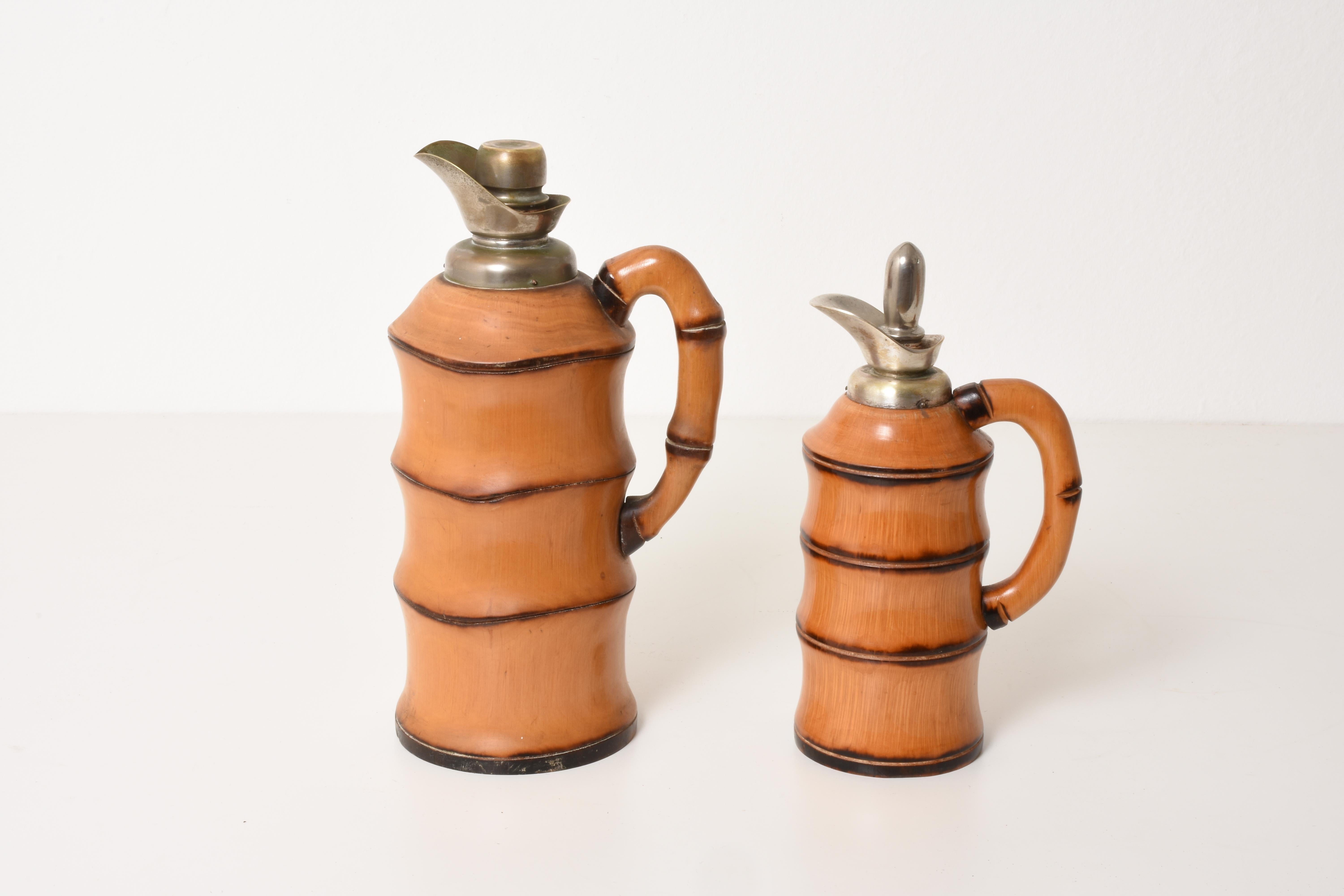 Italian Set of Four Thermos by Aldo Tura for Macabo Milan Italy 1950s Bamboo