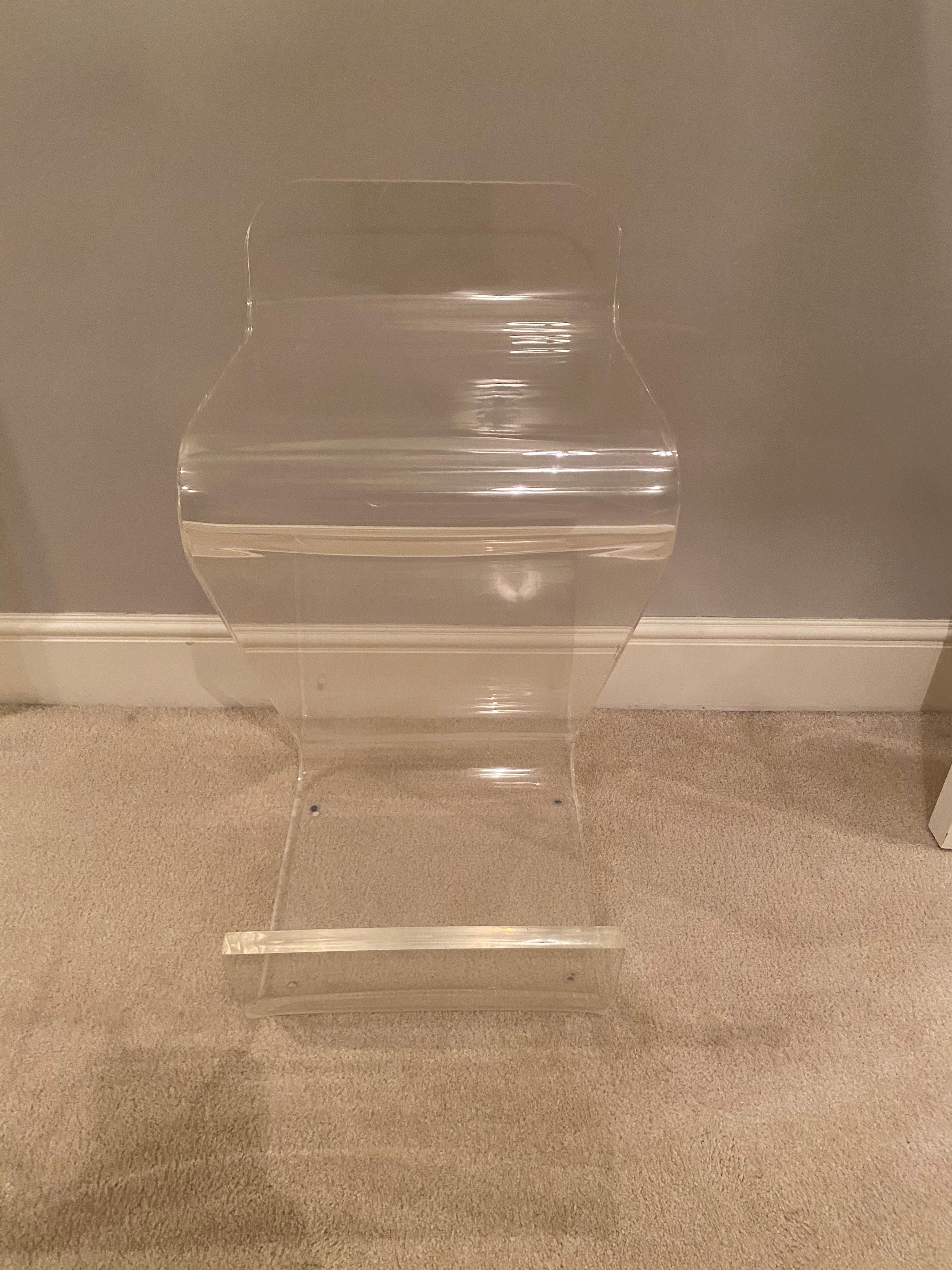 Mid-Century Modern Set of Four Thick Lucite Bar Stools by Gary Gutterman