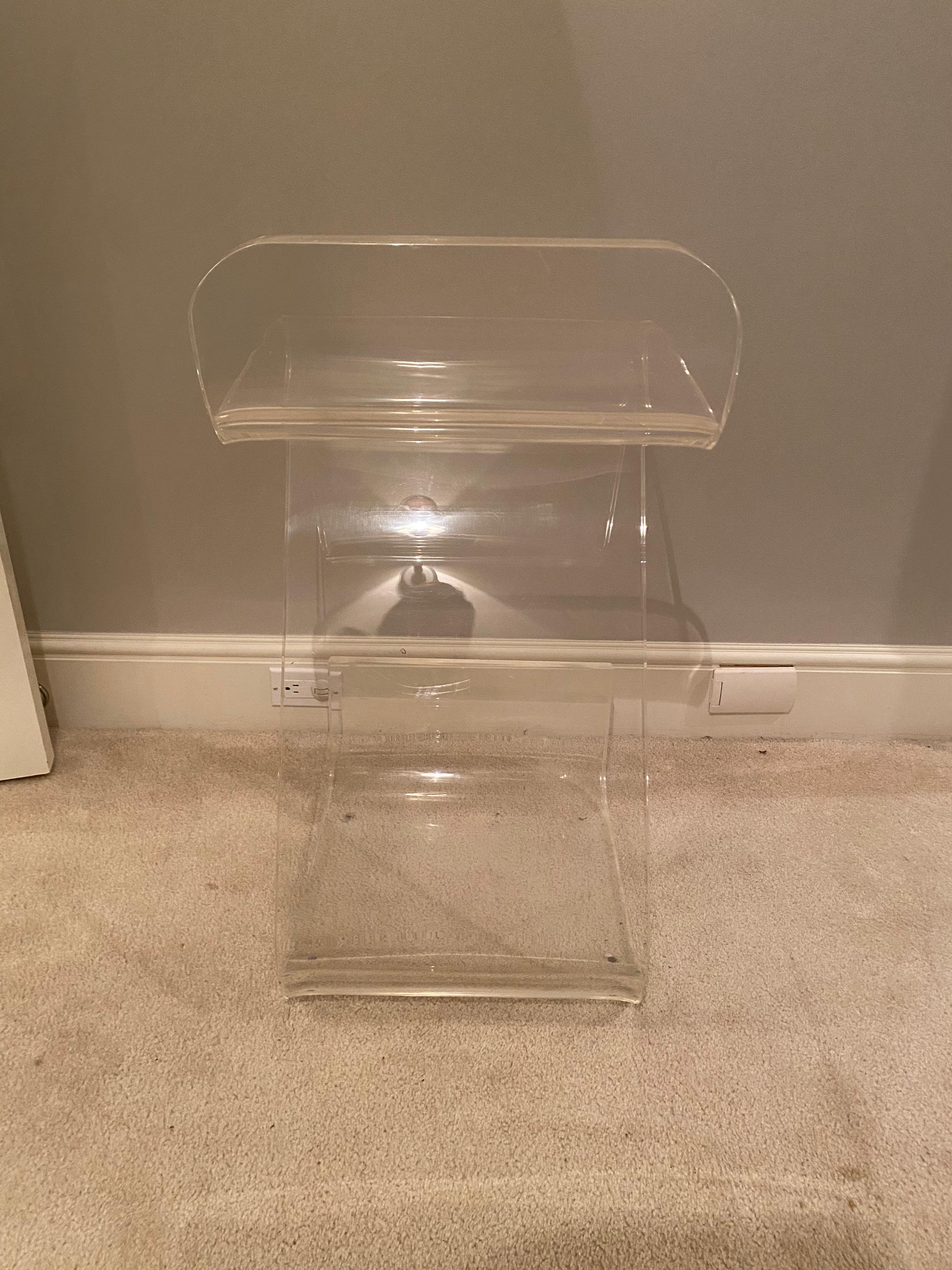 American Set of Four Thick Lucite Bar Stools by Gary Gutterman