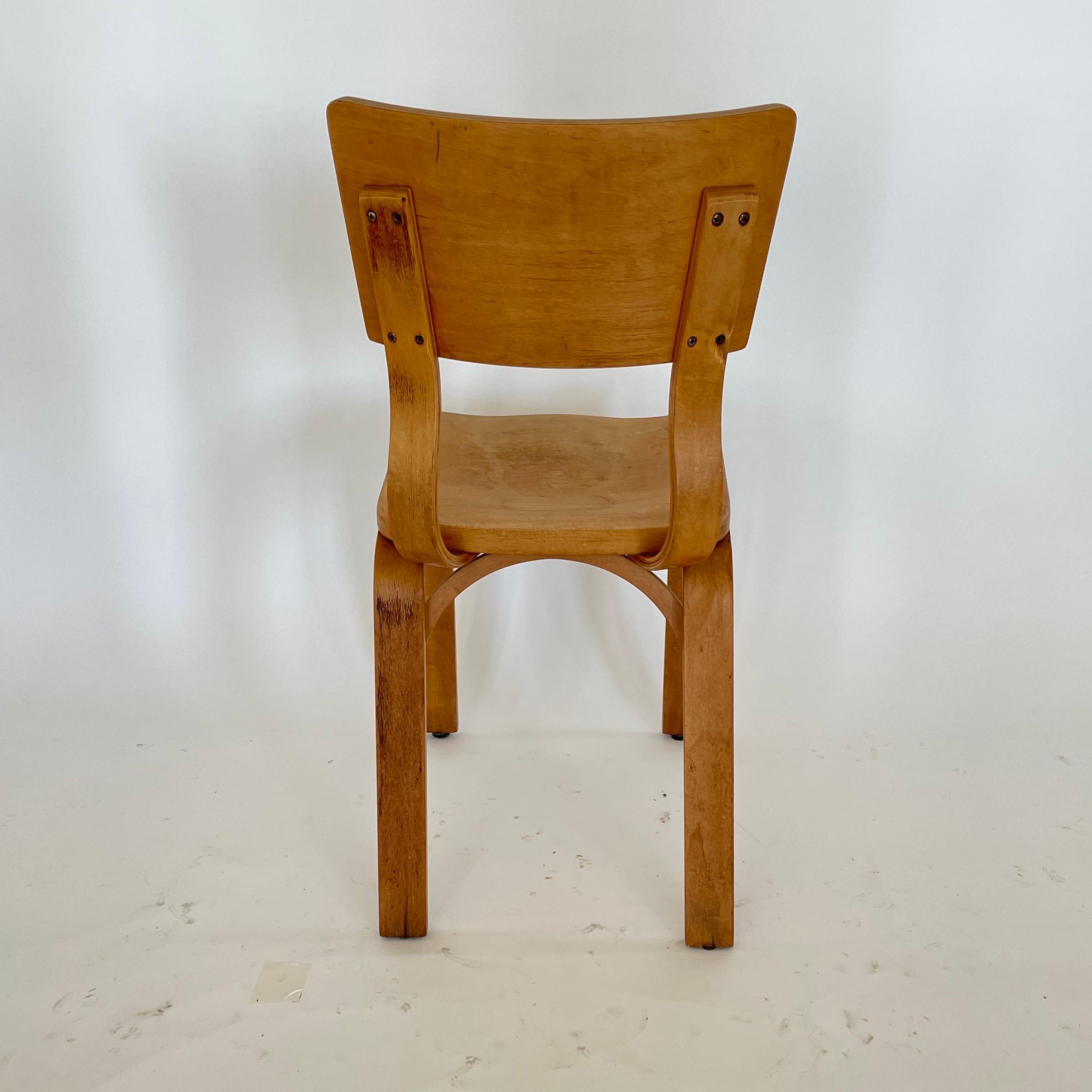 Set of Four Thonet 1216-S17-B1 Bent Plywood Saddle Seat Dining Chairs, 1940s 2