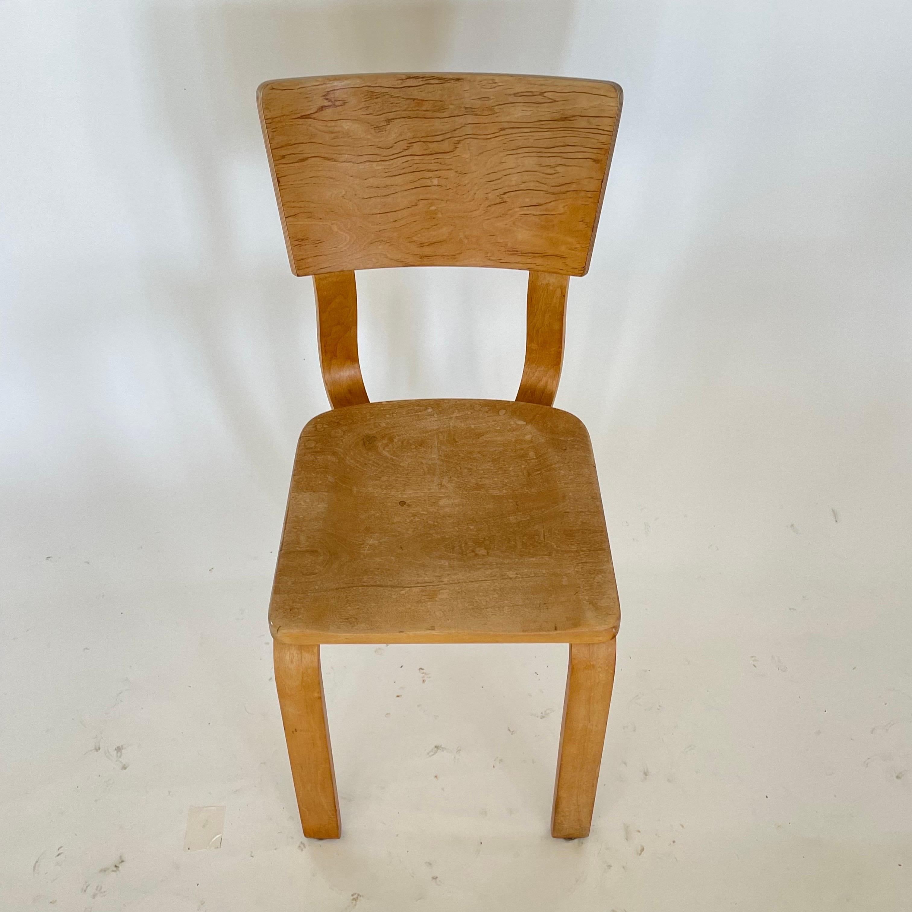 Set of Four Thonet 1216-S17-B1 Bent Plywood Saddle Seat Dining Chairs, 1940s 6