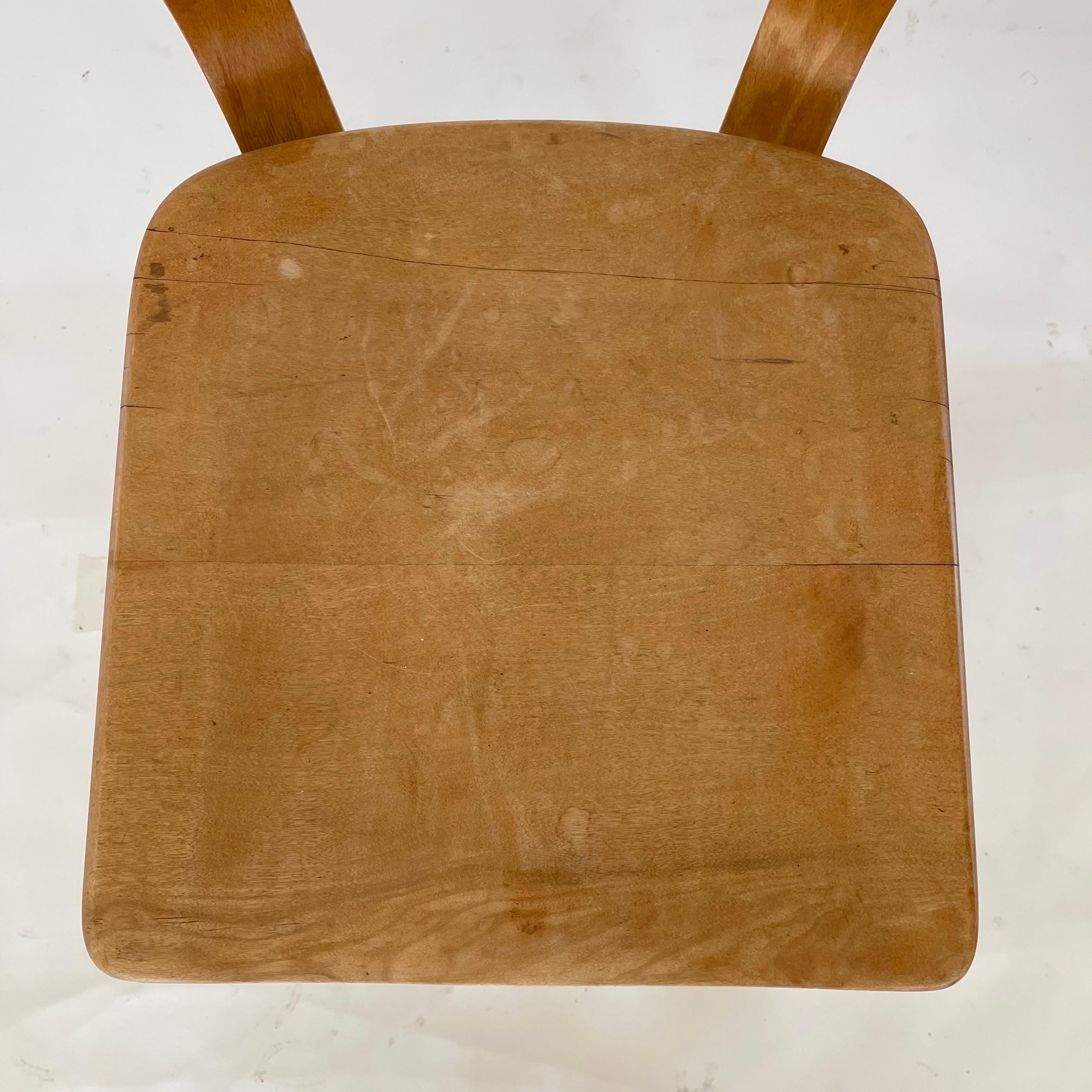 Set of Four Thonet 1216-S17-B1 Bent Plywood Saddle Seat Dining Chairs, 1940s 8