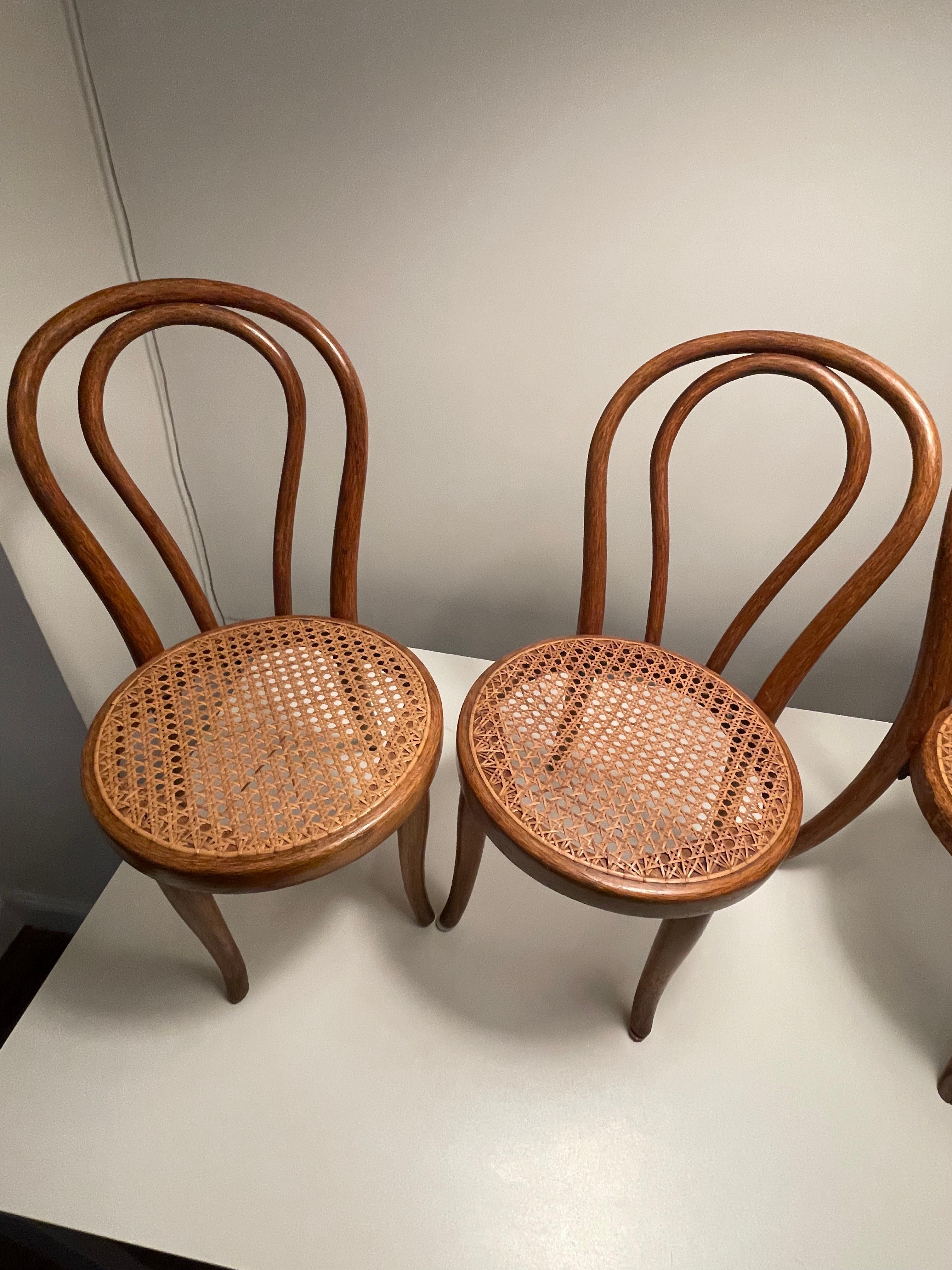 Set of Four Thonet Bentwood and Cane Children’s Chairs For Sale 8