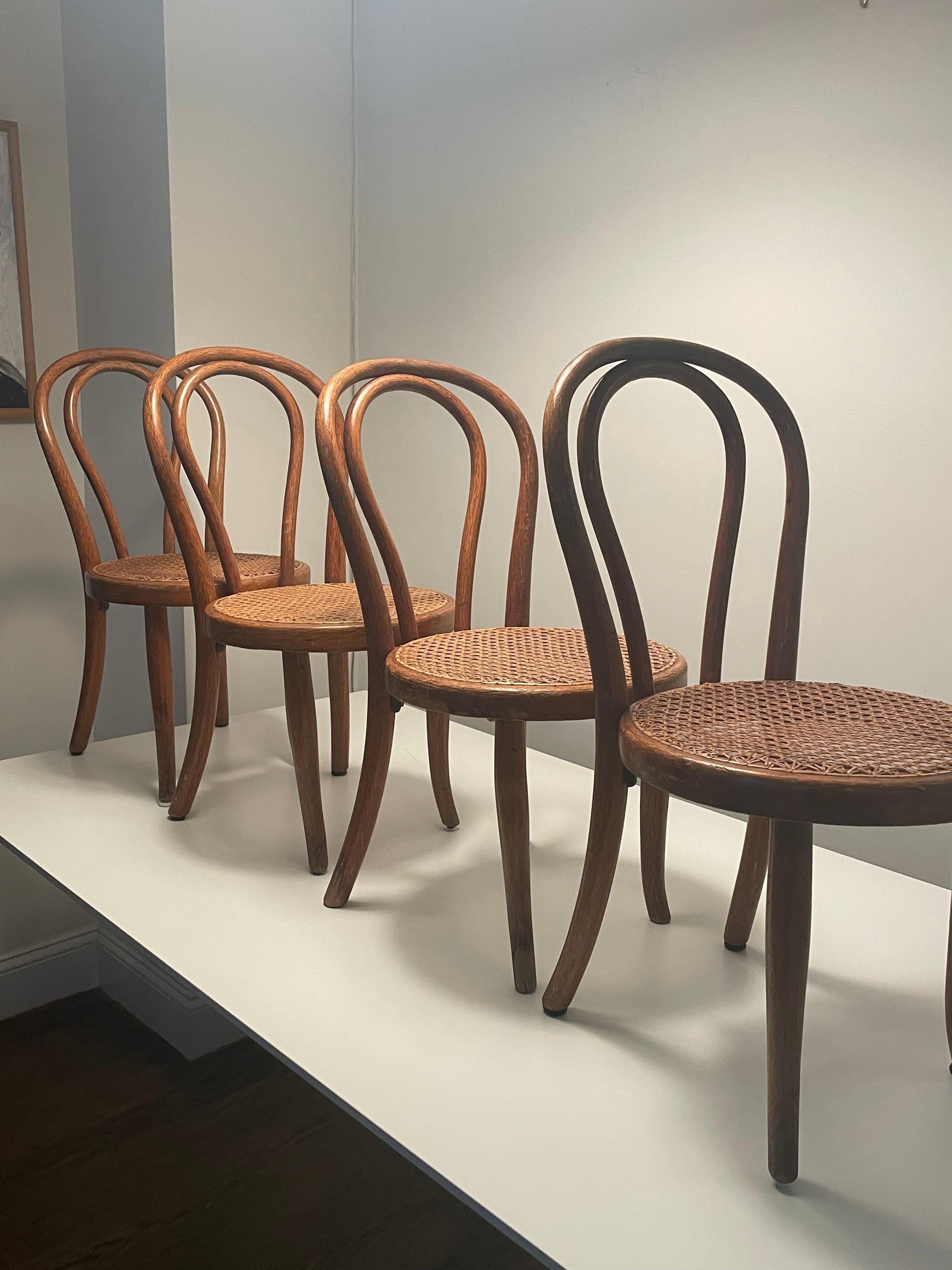 Set of Four Thonet Bentwood and Cane Children’s Chairs In Good Condition For Sale In New York, NY