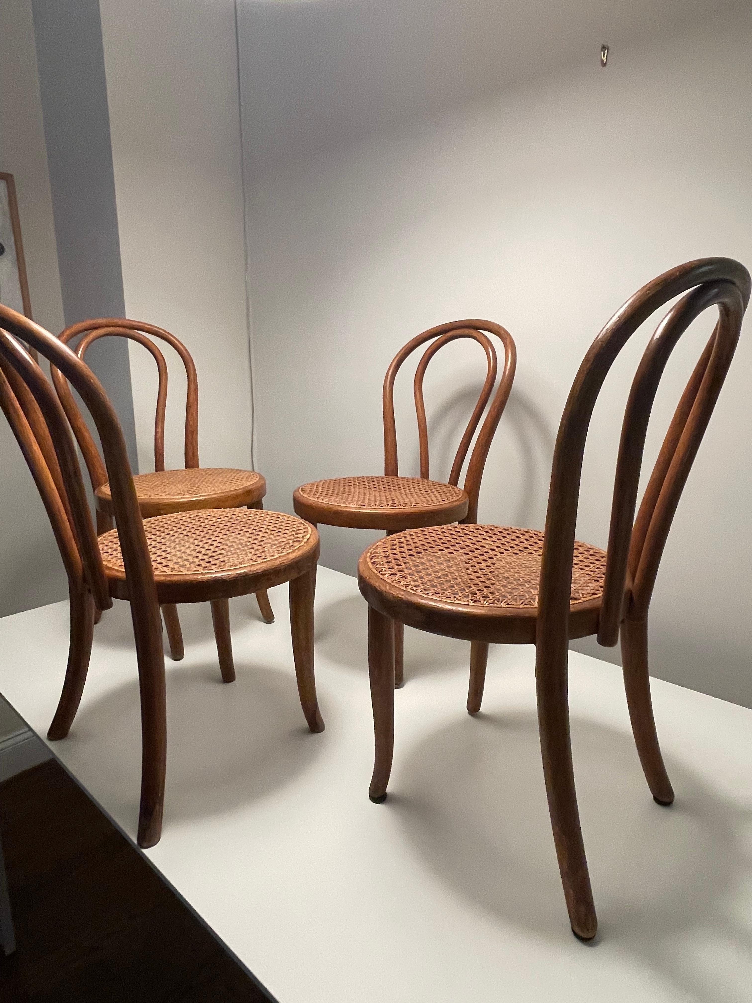20th Century Set of Four Thonet Bentwood and Cane Children’s Chairs For Sale
