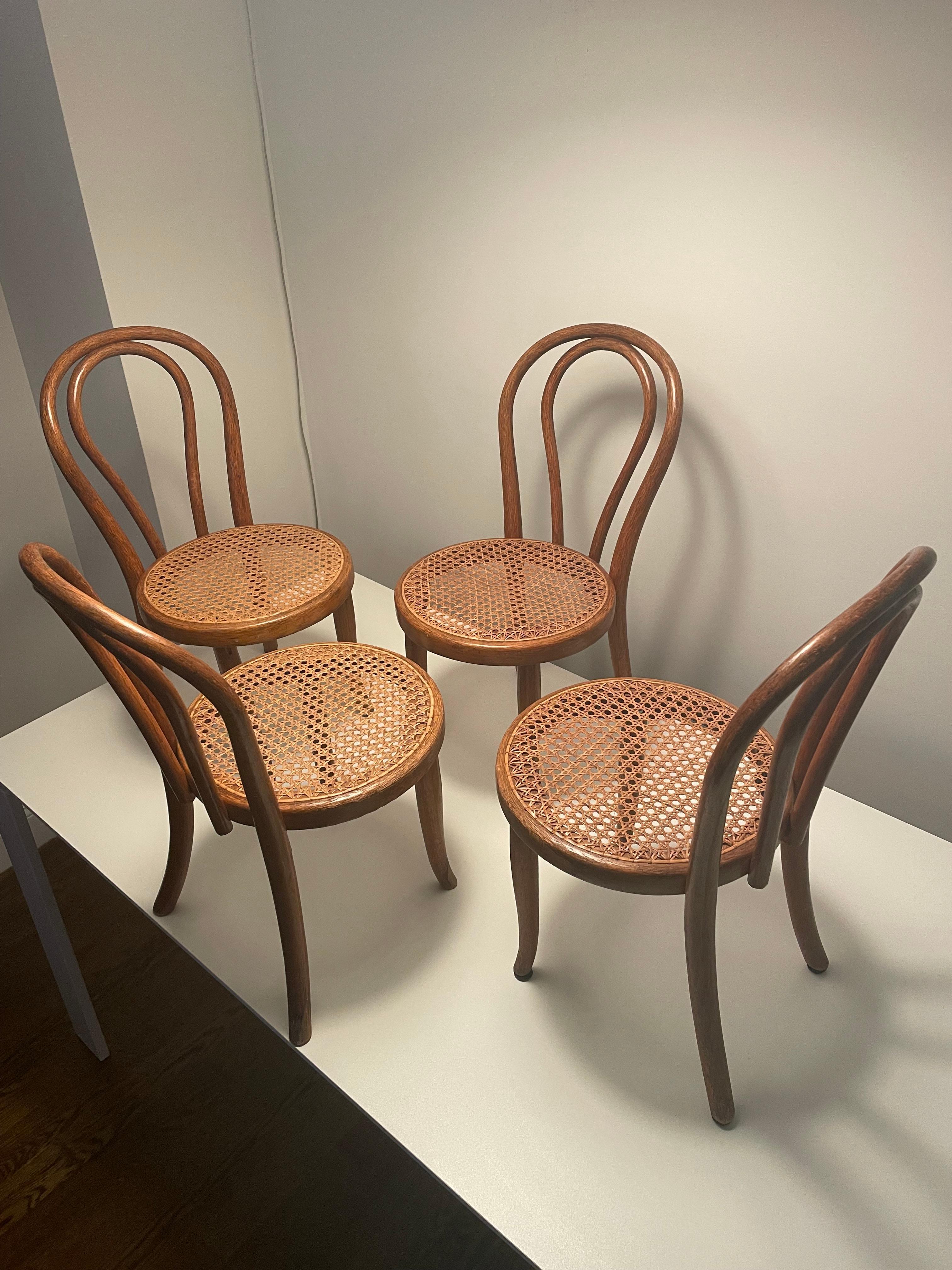 Set of Four Thonet Bentwood and Cane Children’s Chairs For Sale 2
