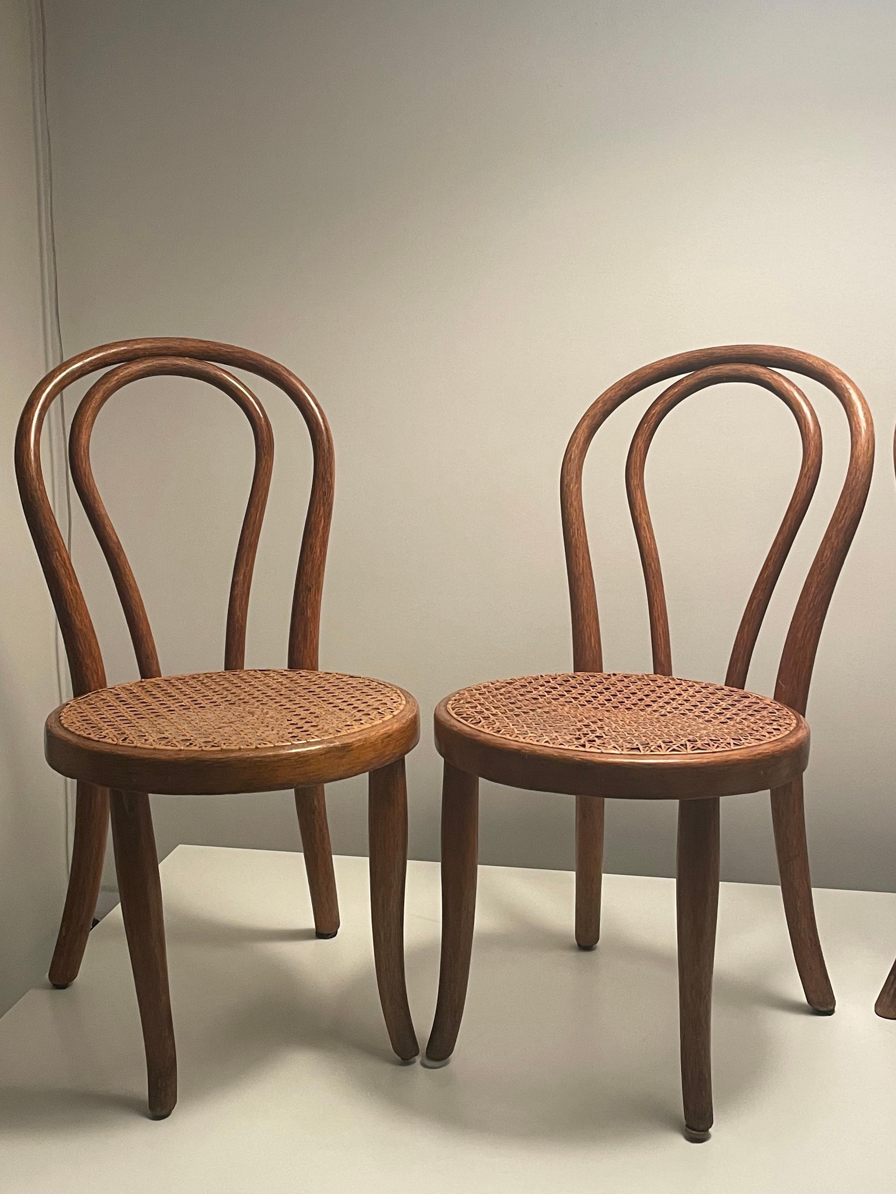 Set of Four Thonet Bentwood and Cane Children’s Chairs For Sale 3