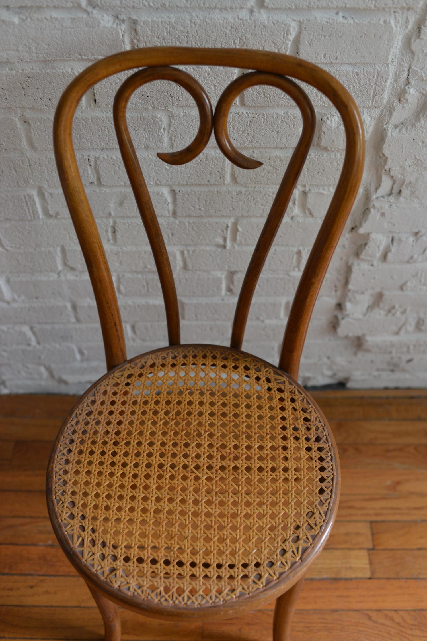 Set of Four Thonet Bentwood and Cane No. 16 Sweetheart Chairs 2