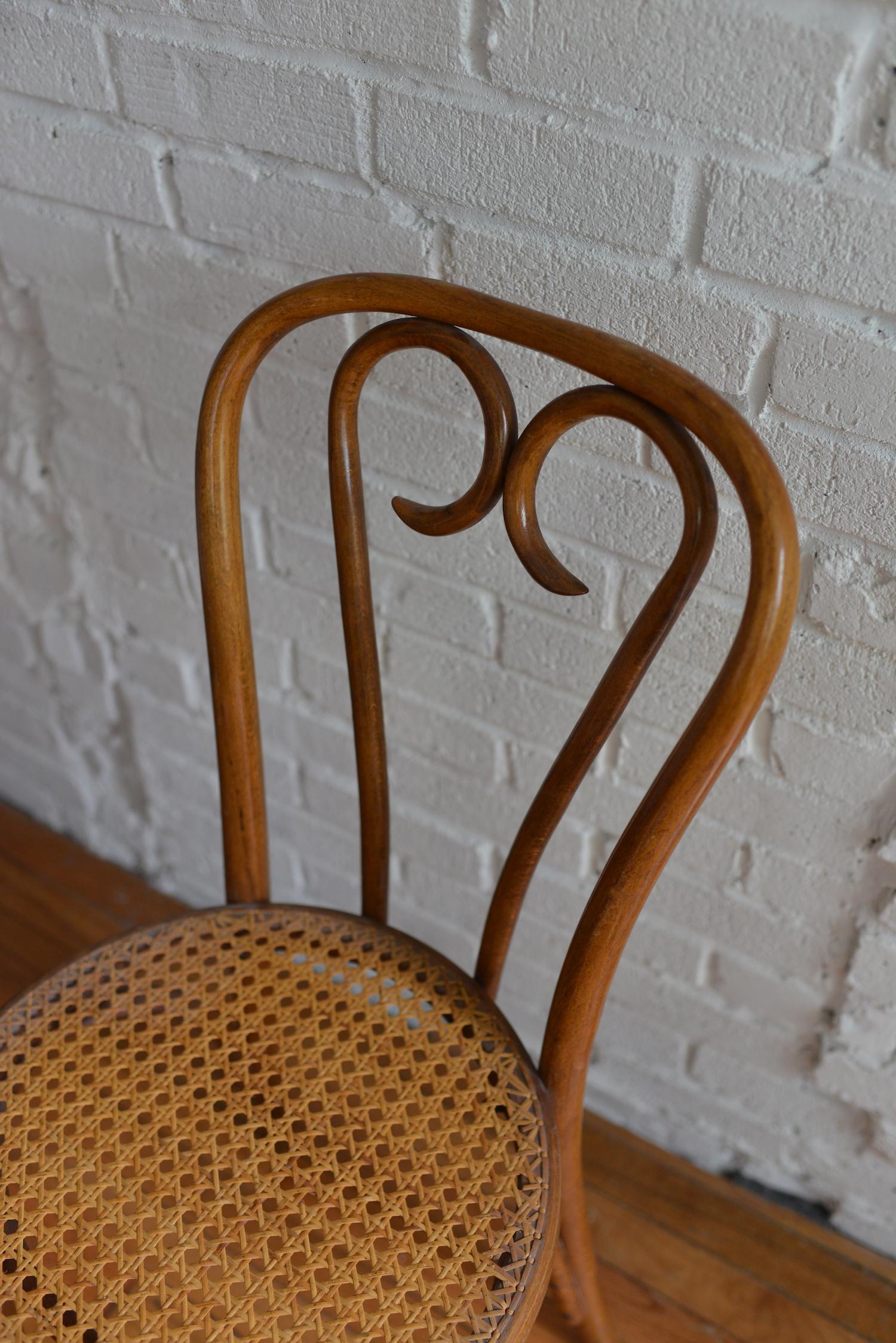 Set of Four Thonet Bentwood and Cane No. 16 Sweetheart Chairs 3