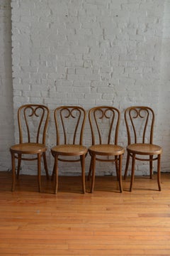 Set of Four Thonet Bentwood and Cane No. 16 Sweetheart Chairs
