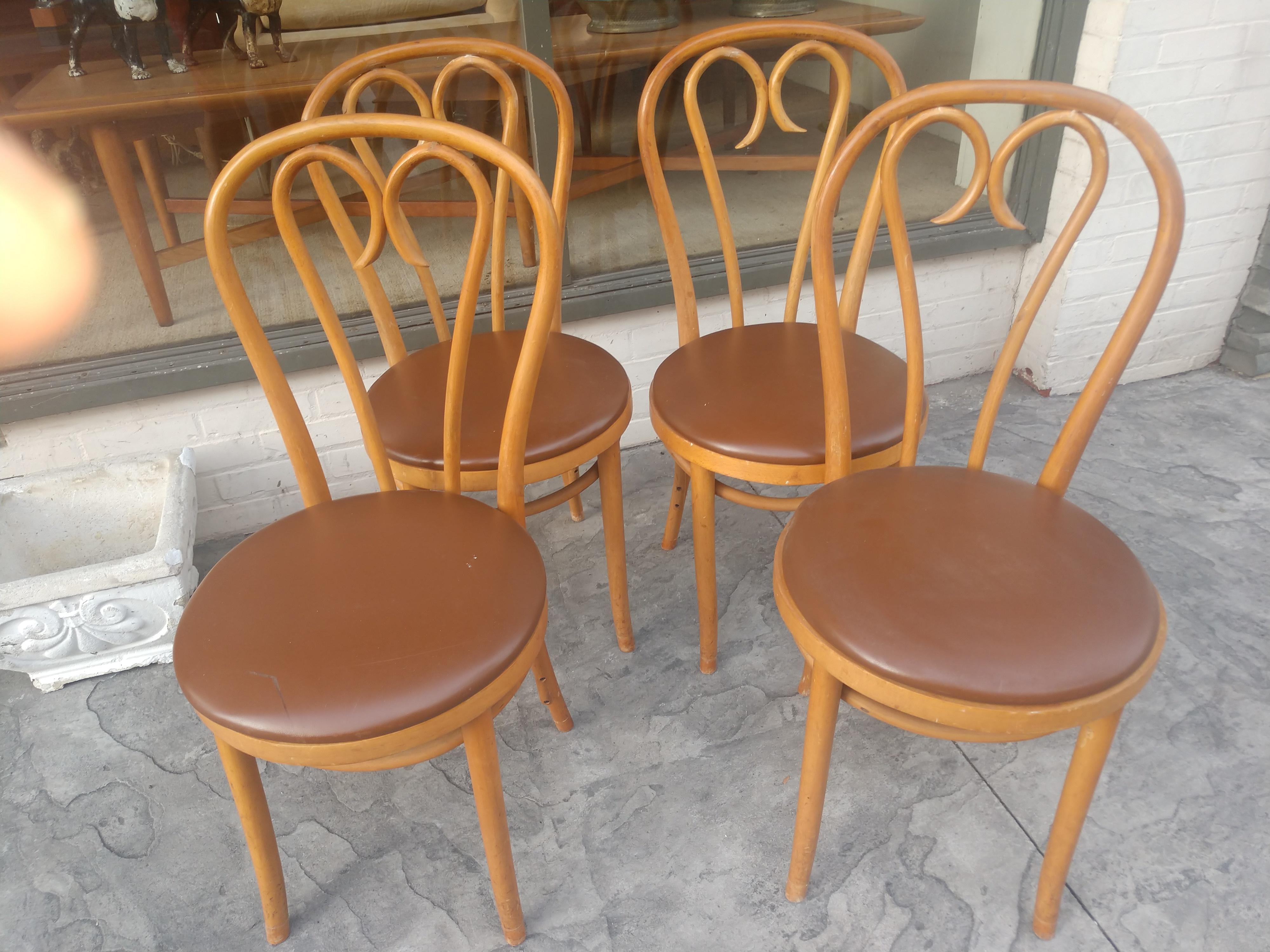Set of Four Bentwood Cafe Dining Chairs Romania For Sale at