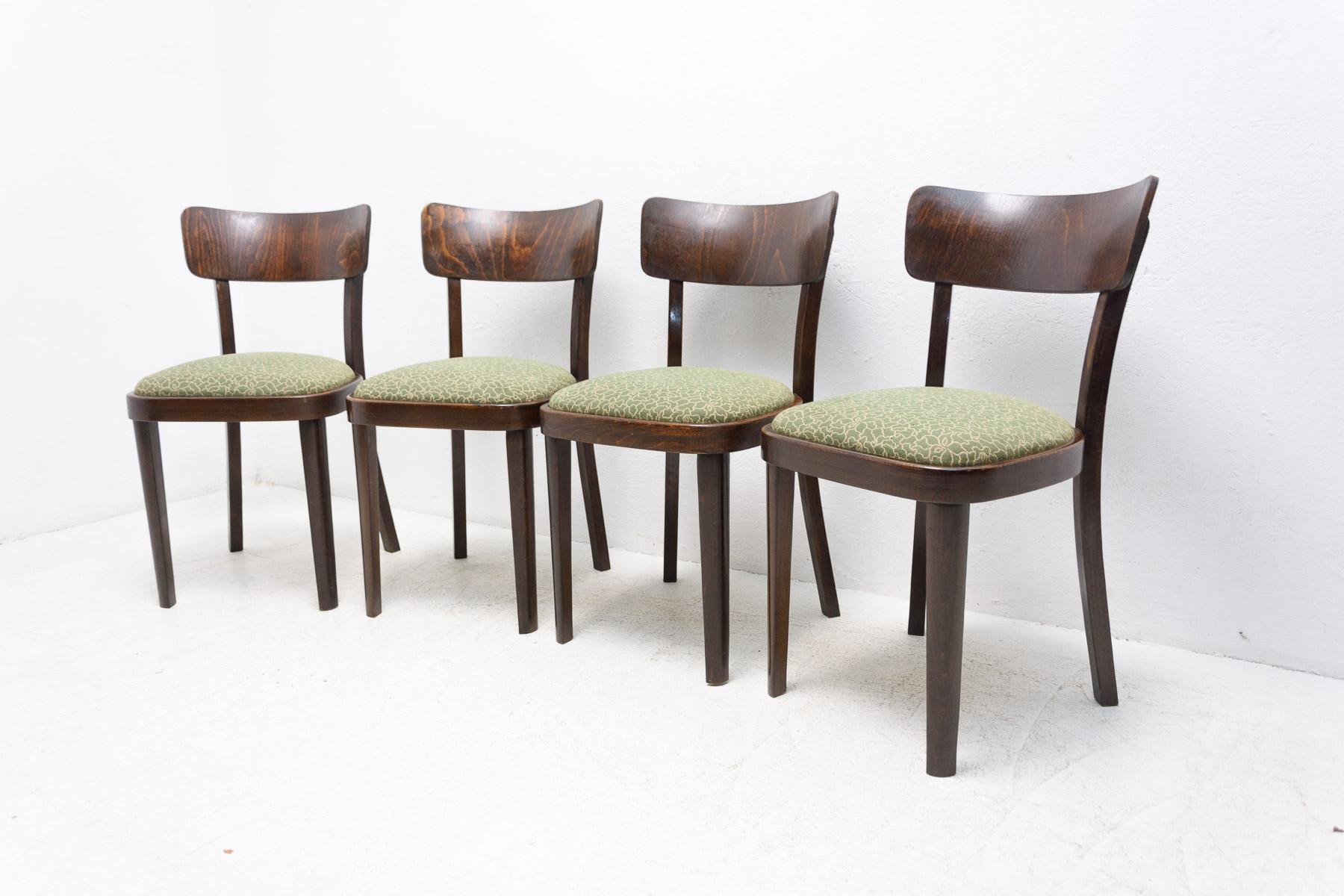 Set of Four Thonet Dining Chairs, Czechoslovakia, 1950 In Good Condition In Prague 8, CZ