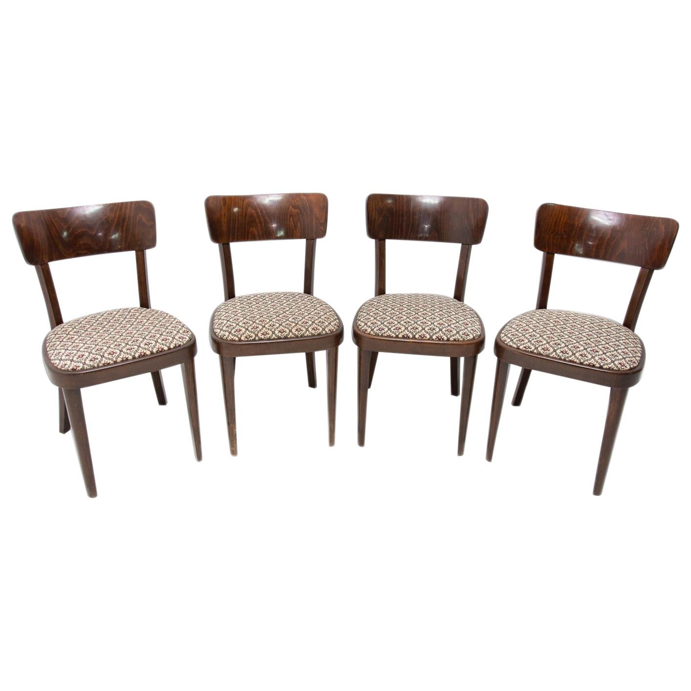 Set of Four Thonet Dining Chairs, Czechoslovakia, 1950s