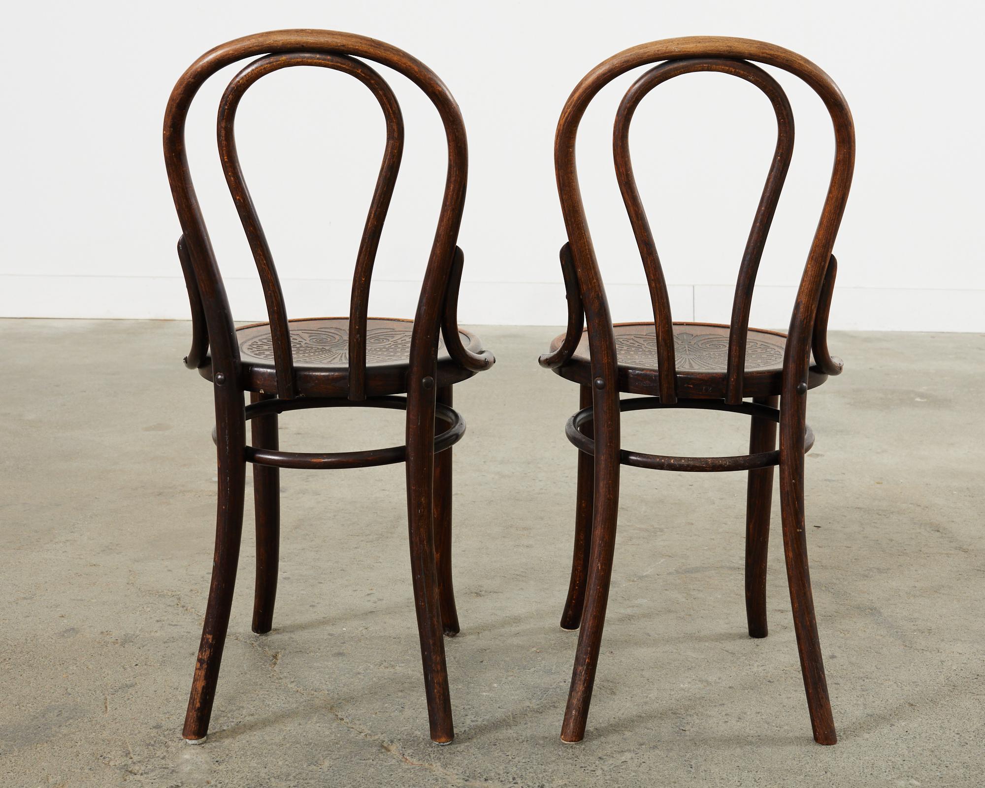 Set of Four Thonet Labeled Bentwood Cafe Bistro Chairs 3