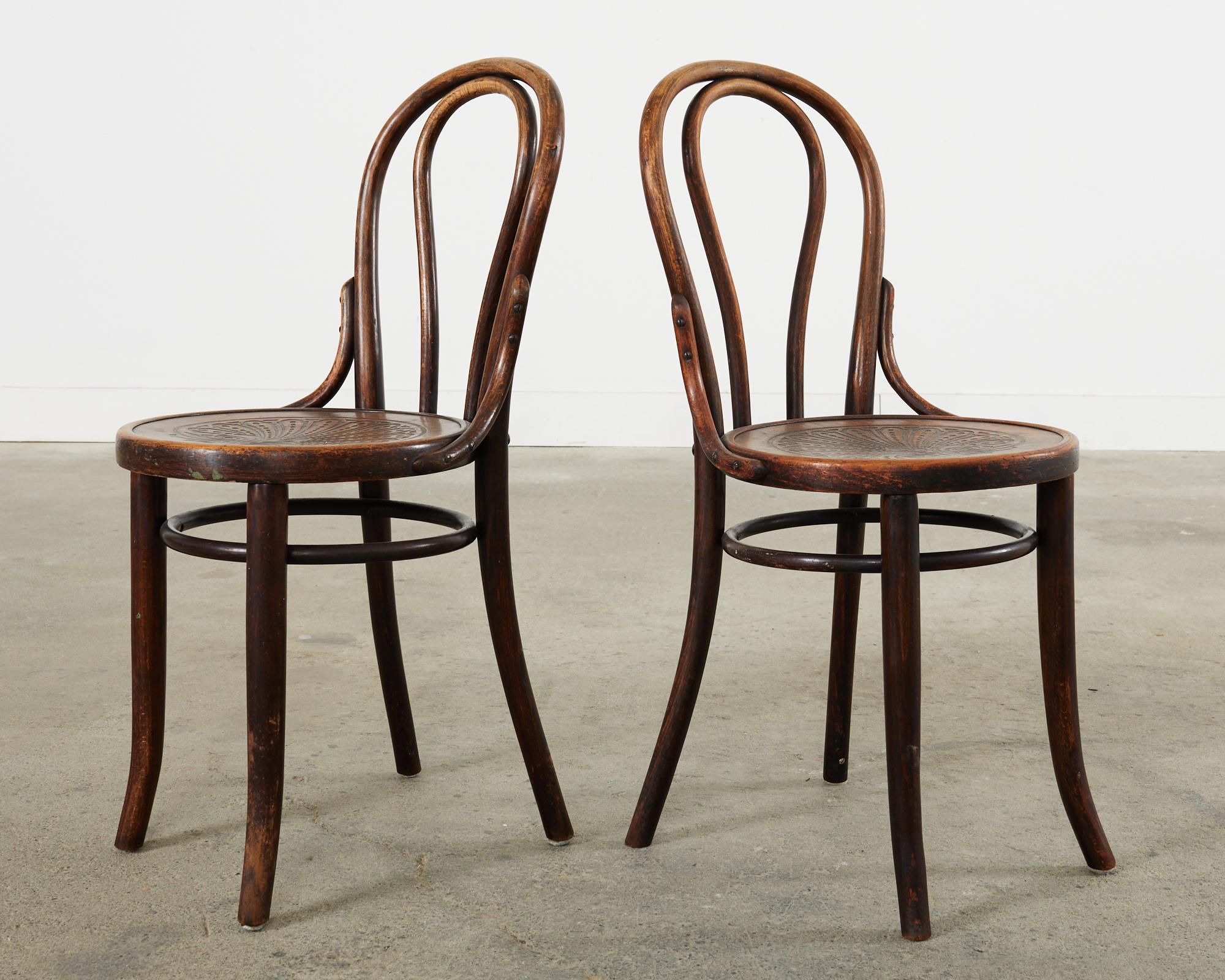 Set of Four Thonet Labeled Bentwood Cafe Bistro Chairs 1