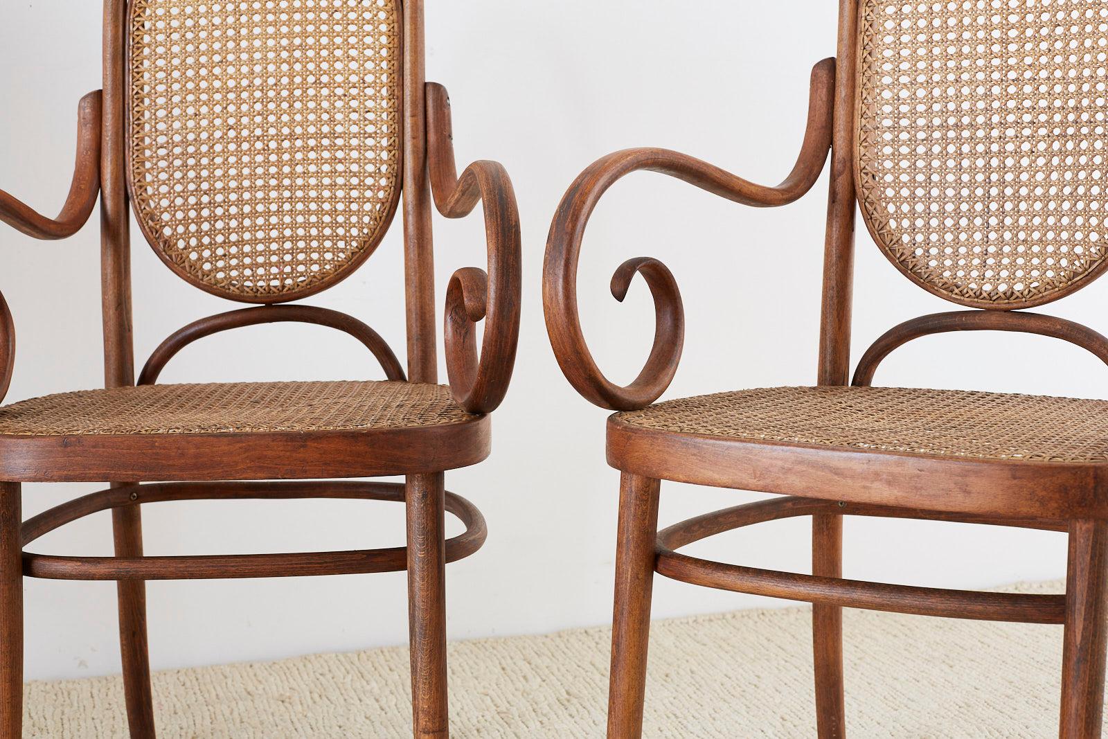 Set of Four Thonet No. 17 Bentwood and Cane Armchairs 2
