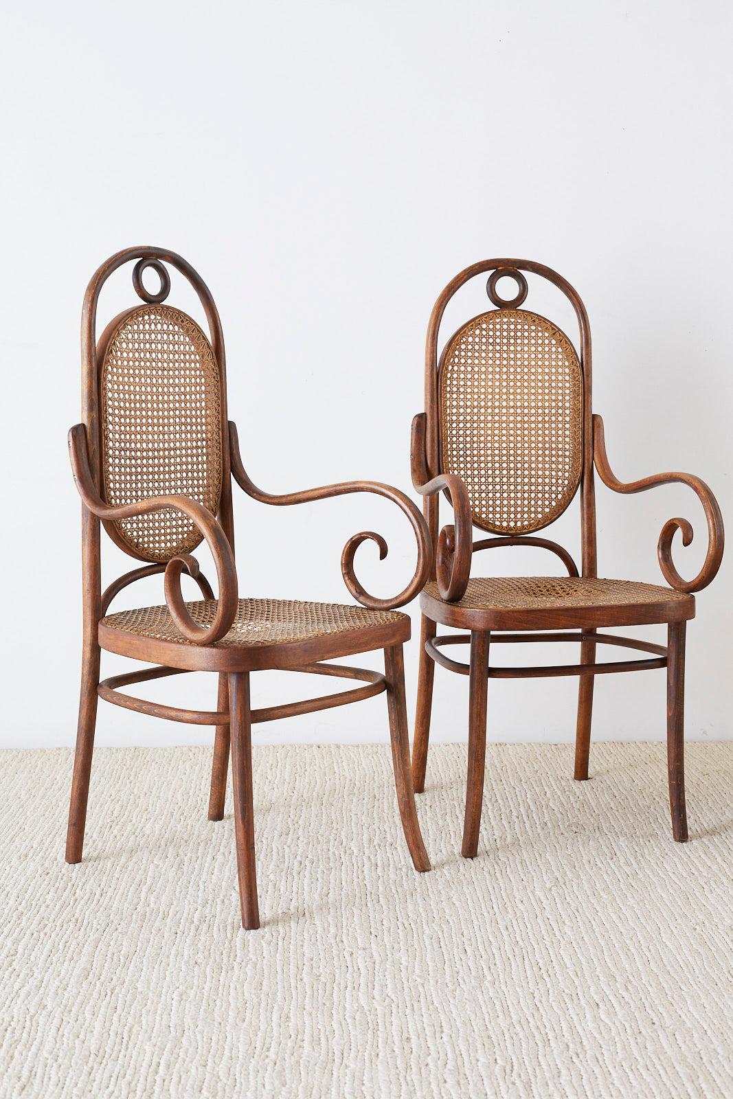 thonet bentwood cane chairs