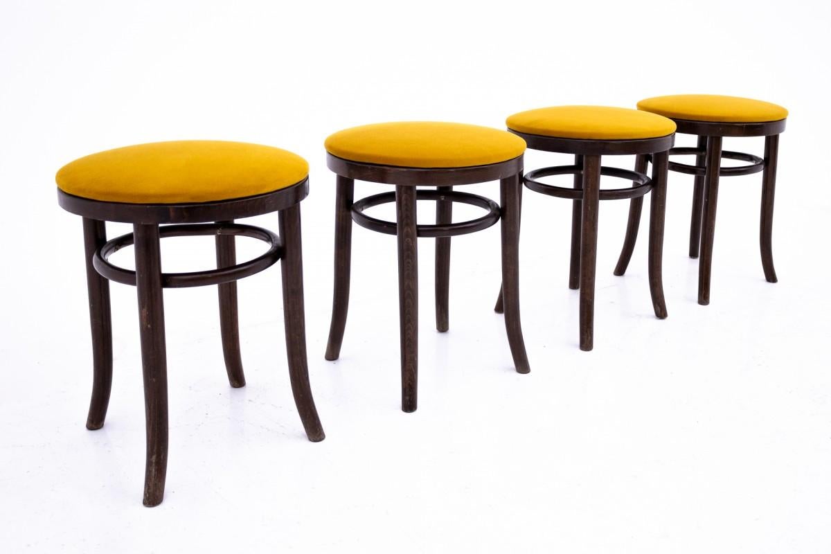 Mid-20th Century Set of four Thonet stools, Germany, 1930s. After renovation.8608 For Sale