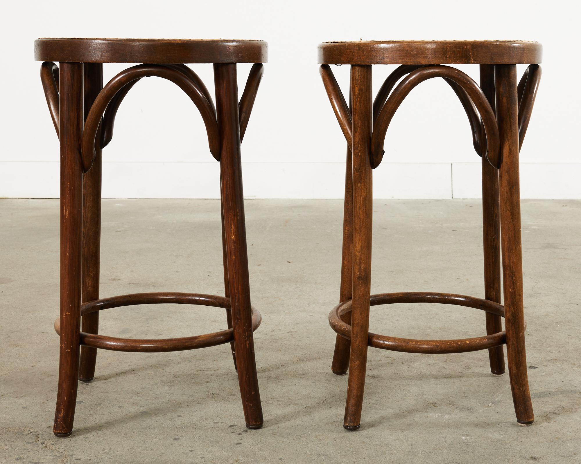 Set of Four Thonet Style Bentwood Cane Seat Barstools 7