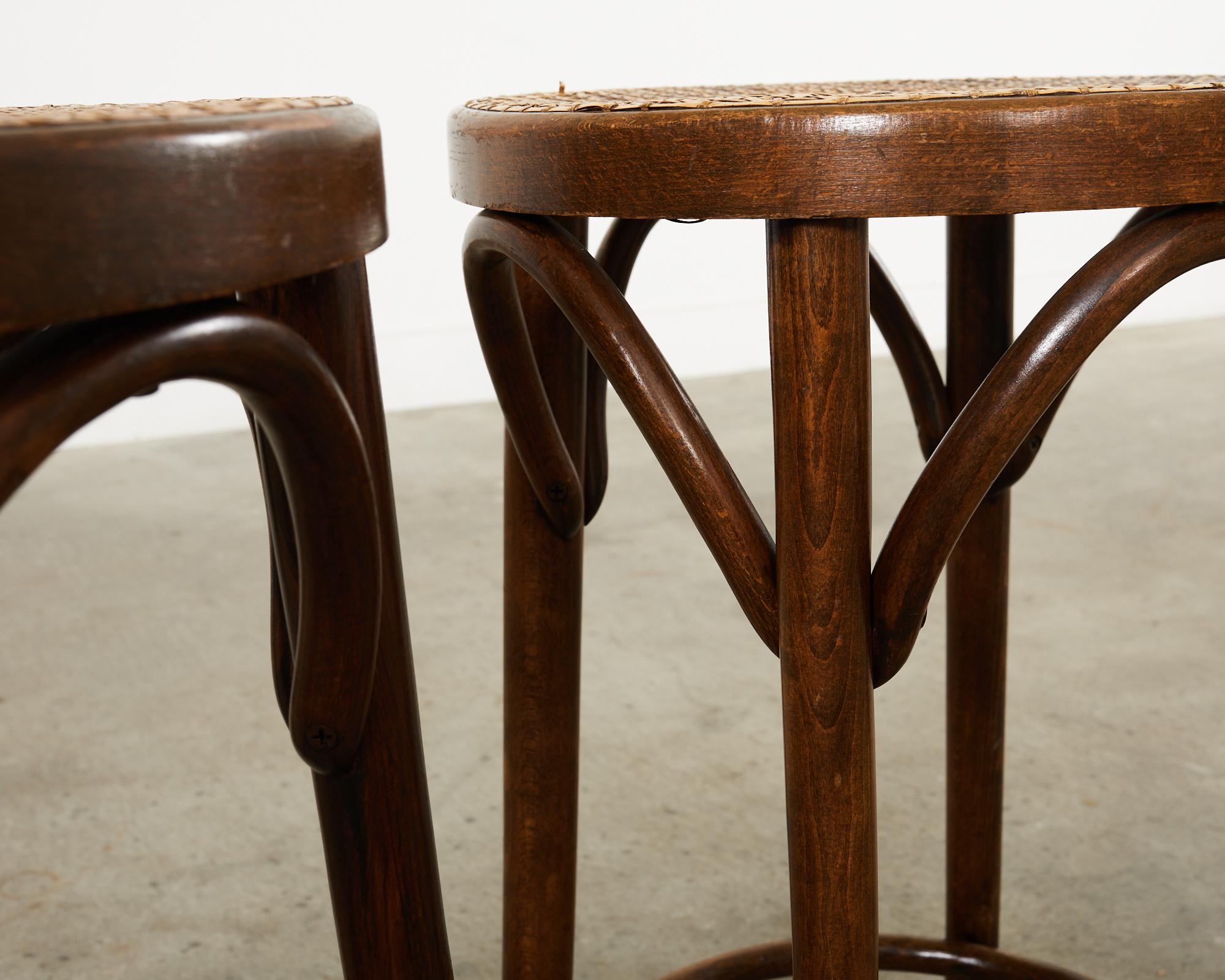 Set of Four Thonet Style Bentwood Cane Seat Barstools 12