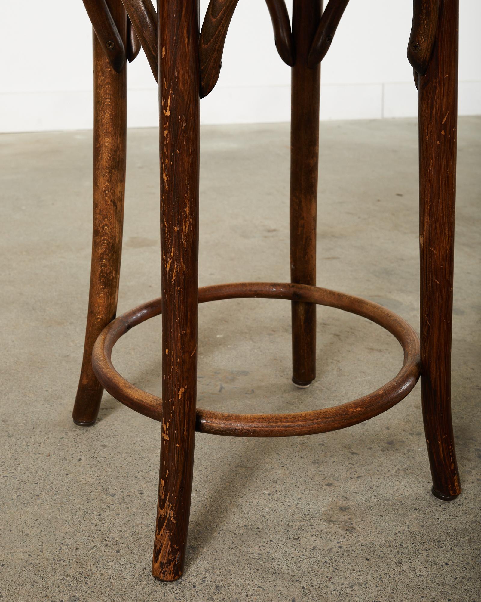 Set of Four Thonet Style Bentwood Cane Seat Barstools 2