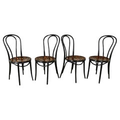 Vintage Set of Four Thonet style Chairs with Decoupage